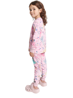 Brand Threads Kids' Disney Princess Long Sleeve Pyjama Set, Pink/Multi - view 2, Pink/Multi