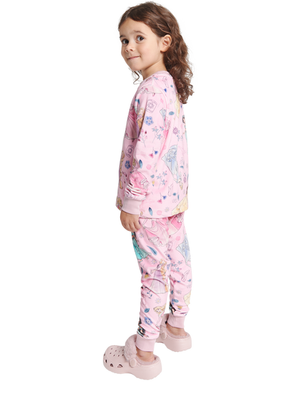 Brand Threads Kids' Disney Princess Long Sleeve Pyjama Set, Pink/Multi - view 2, Pink/Multi