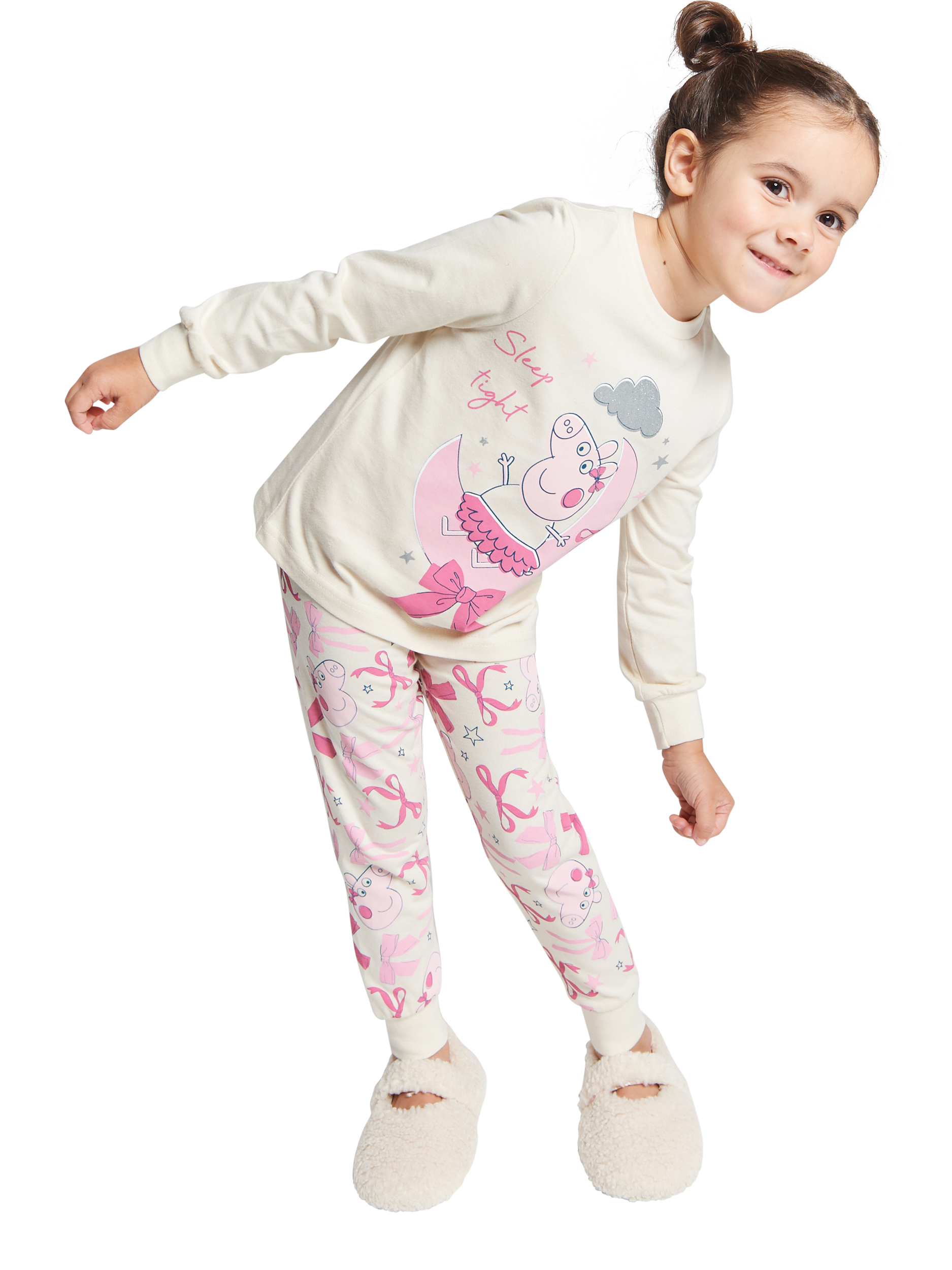 Product image 1 of 5, which shows Brand Threads Kids' Peppa Pig Pyjamas, Pink, 1-2 years