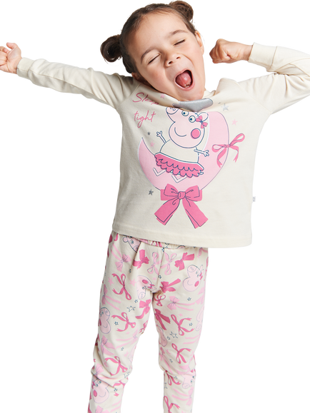 Brand Threads Kids' Peppa Pig Pyjamas, Pink - view 2, Pink