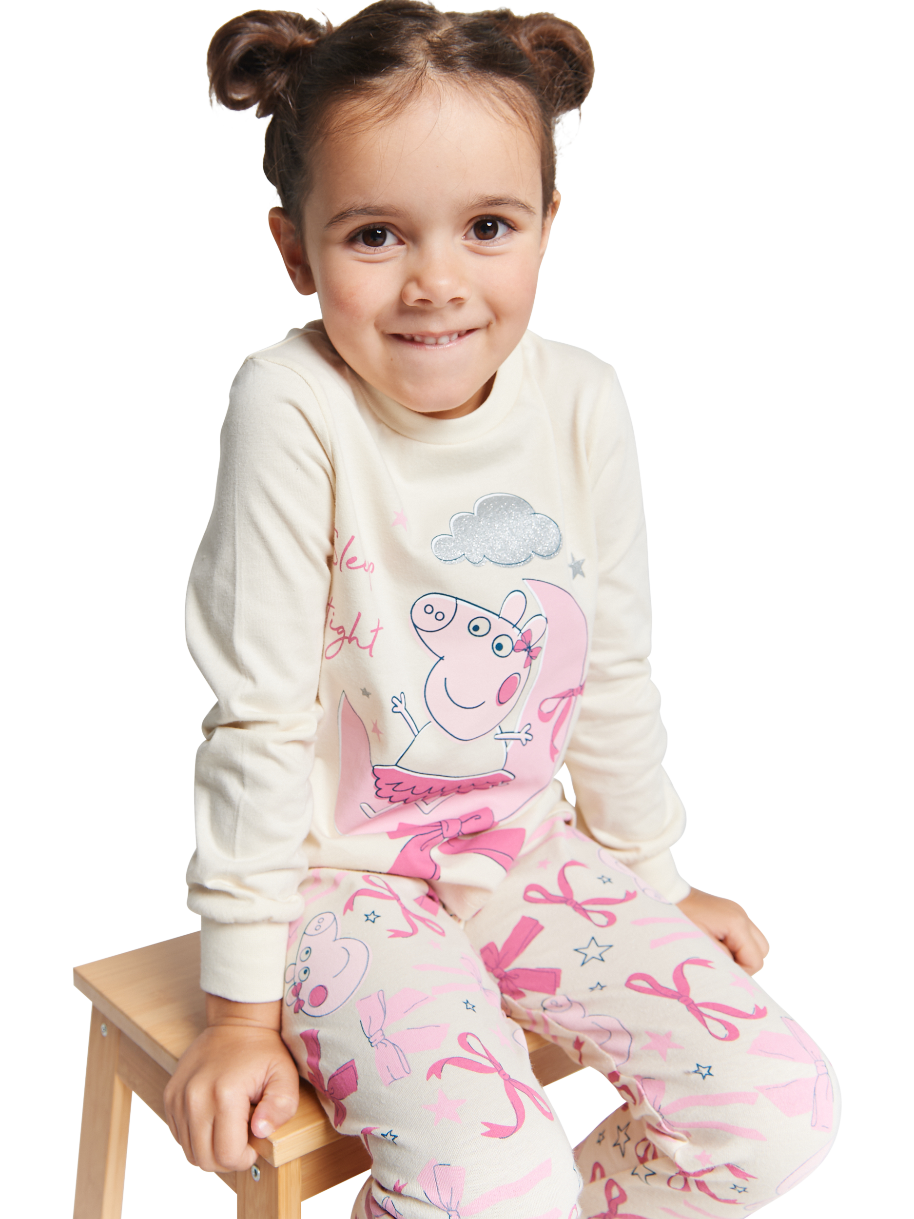 Product image 3 of 5, which shows Brand Threads Kids' Peppa Pig Pyjamas, Pink, 1-2 years