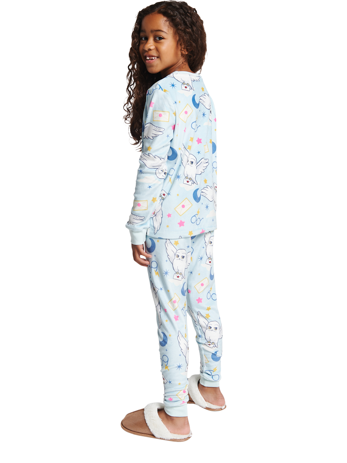 Product image 2 of 3, which shows Brand Threads Kids' Fleece Harry Potter Hedwig Pyjama Set, Multi, 6-7 years