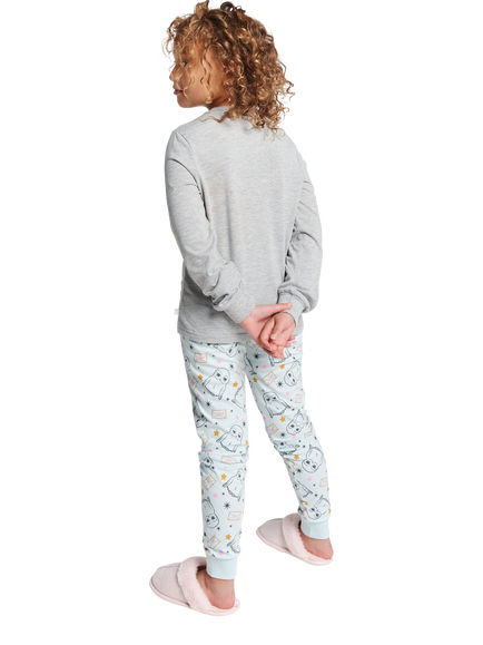 Brand Threads Kids' Cotton Blend Harry Potter Hedwig Pyjama Set, Grey/Multi - view 2, Grey/Multi