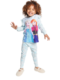 Brand Threads Kids' Cotton Blend Frozen Pyjama Set, Blue, Blue