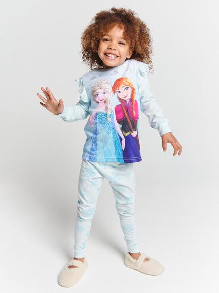 Brand Threads Kids' Cotton Blend Frozen Pyjama Set, Blue, Blue