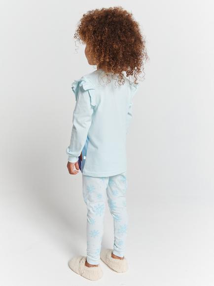 Brand Threads Kids' Cotton Blend Frozen Pyjama Set, Blue - view 2, Blue