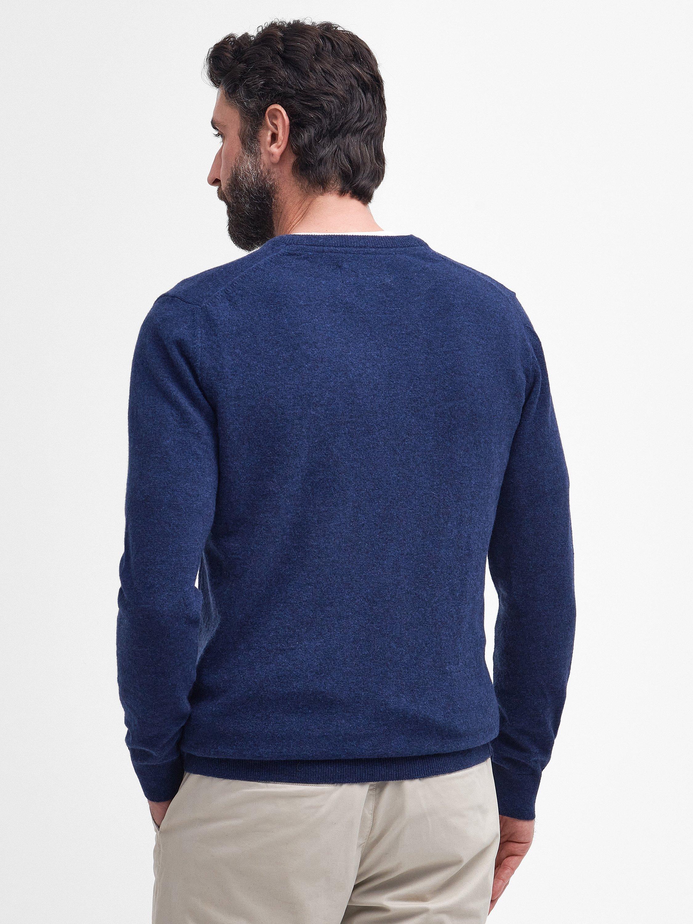 Product image 2 of 7, which shows Barbour Essential Wool V-Neck Knit Jumper, Deep Blue, XXL