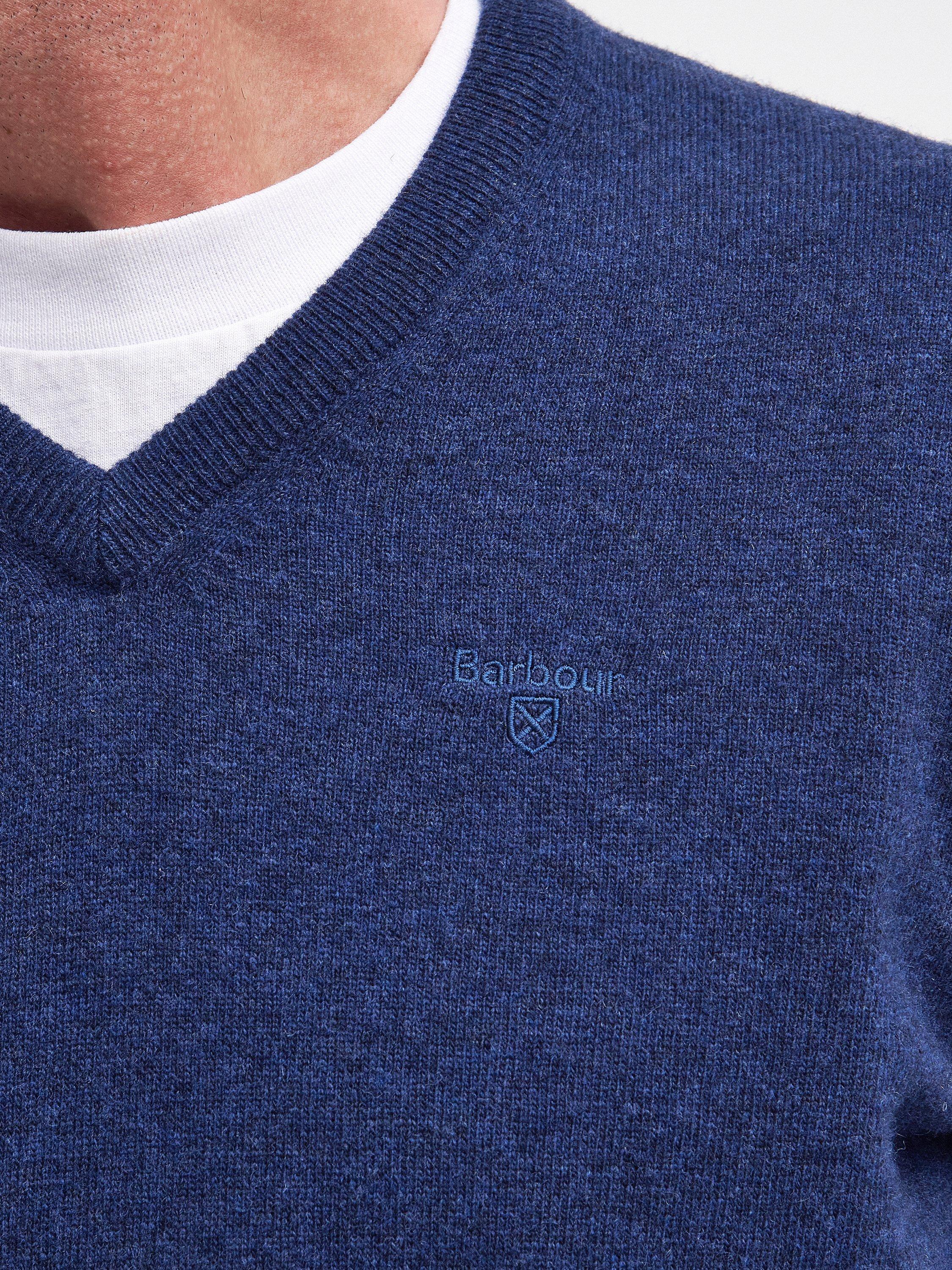 Product image 7 of 7, which shows Barbour Essential Wool V-Neck Knit Jumper, Deep Blue, XXL