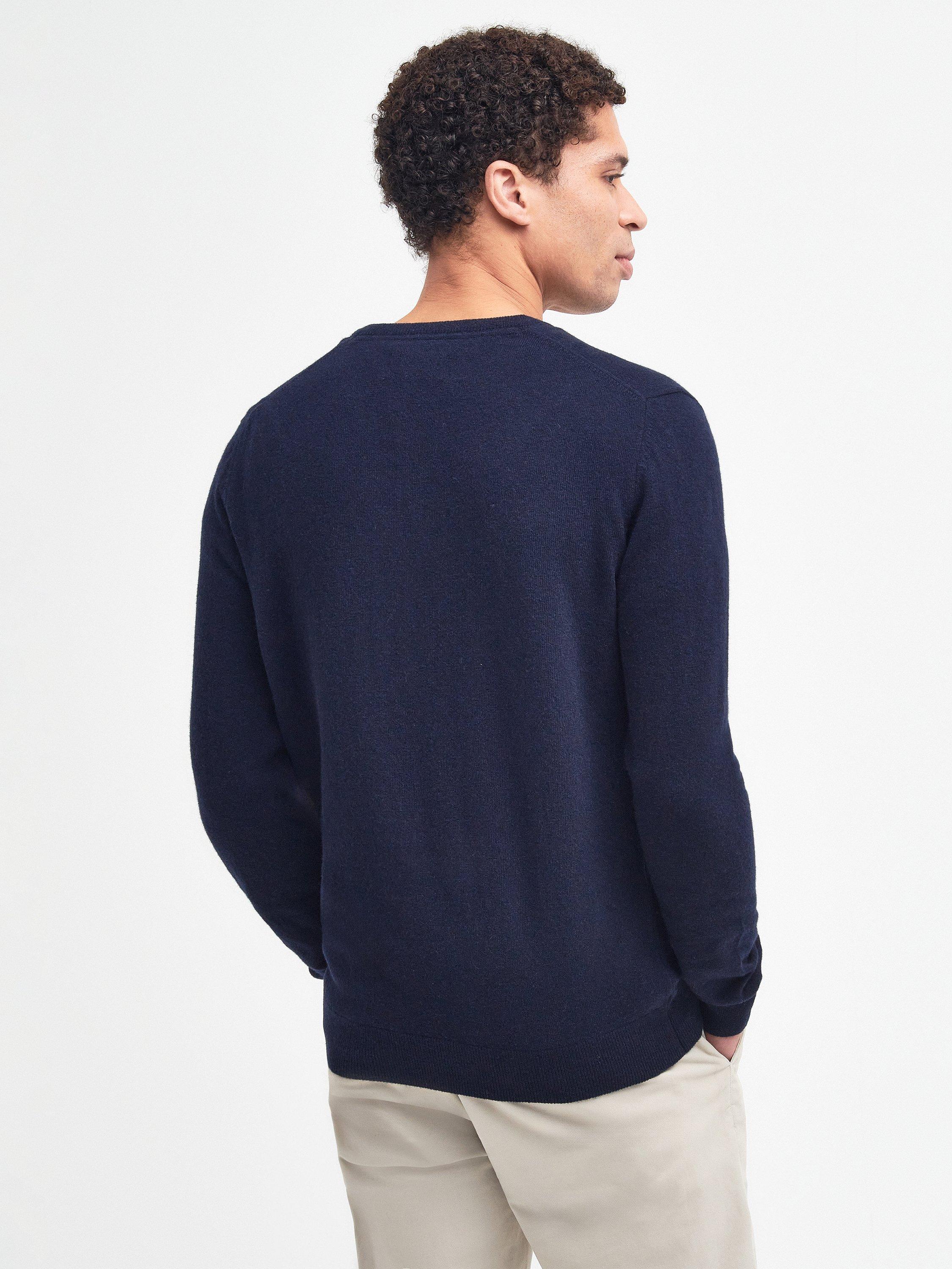 Product image 2 of 7, which shows Barbour Essential Wool V-Neck Knit Jumper, Navy, 4XL