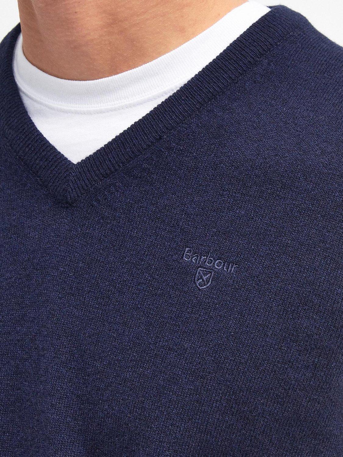 Product image 6 of 7, which shows Barbour Essential Wool V-Neck Knit Jumper, Navy, 4XL
