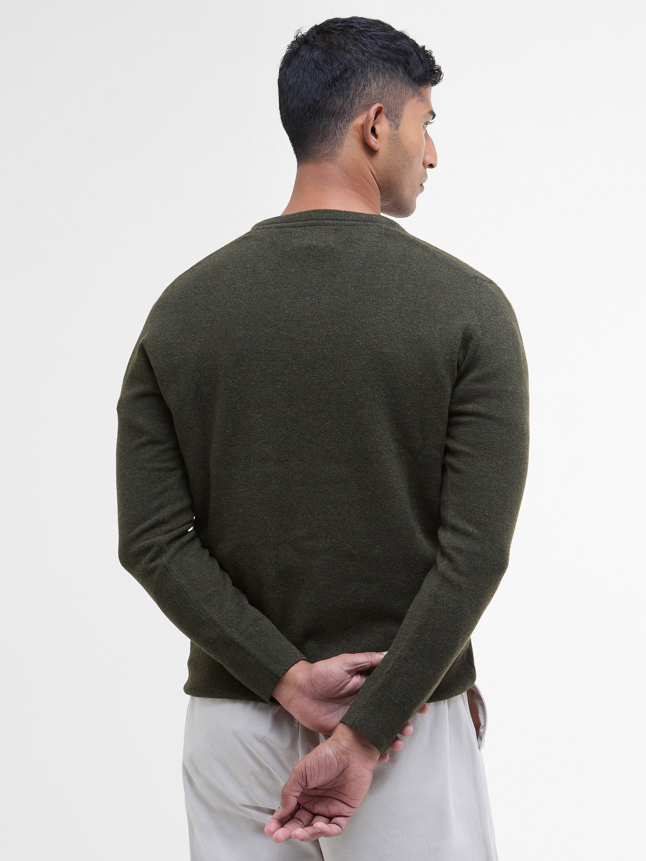 Product image 2 of 9, which shows Barbour Essential Wool V-Neck Knit Jumper, Seaweed, XXXL
