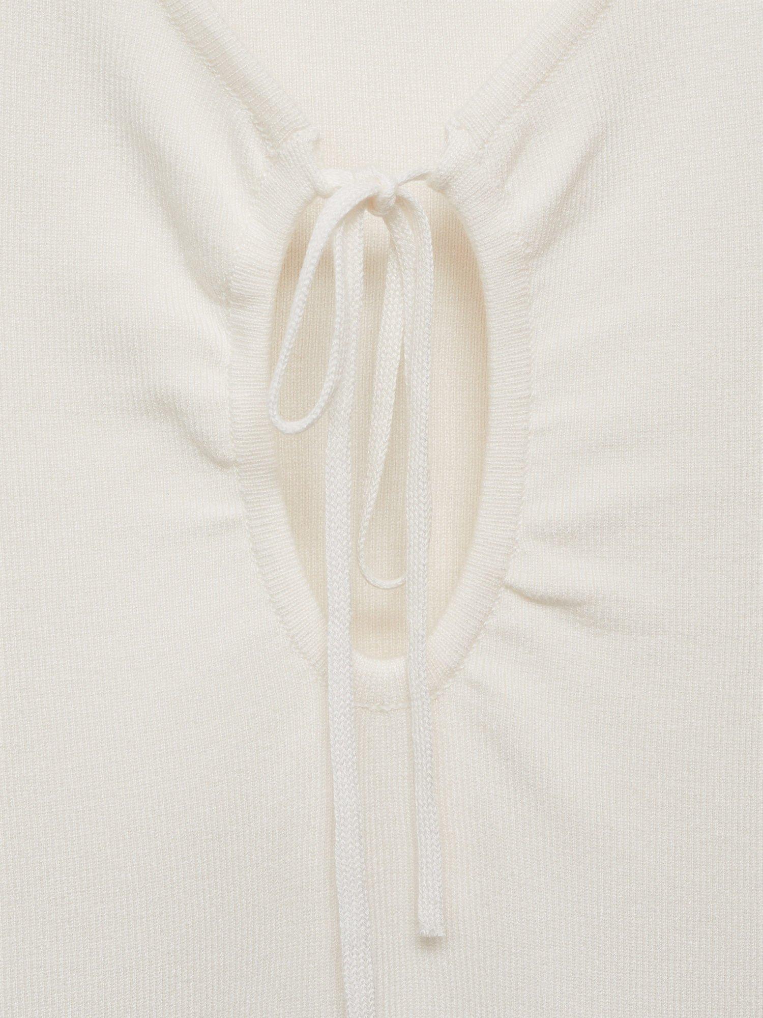 Product image 7 of 7, which shows Mango Forat Sleeveless V Neck Vest, Light Beige, L