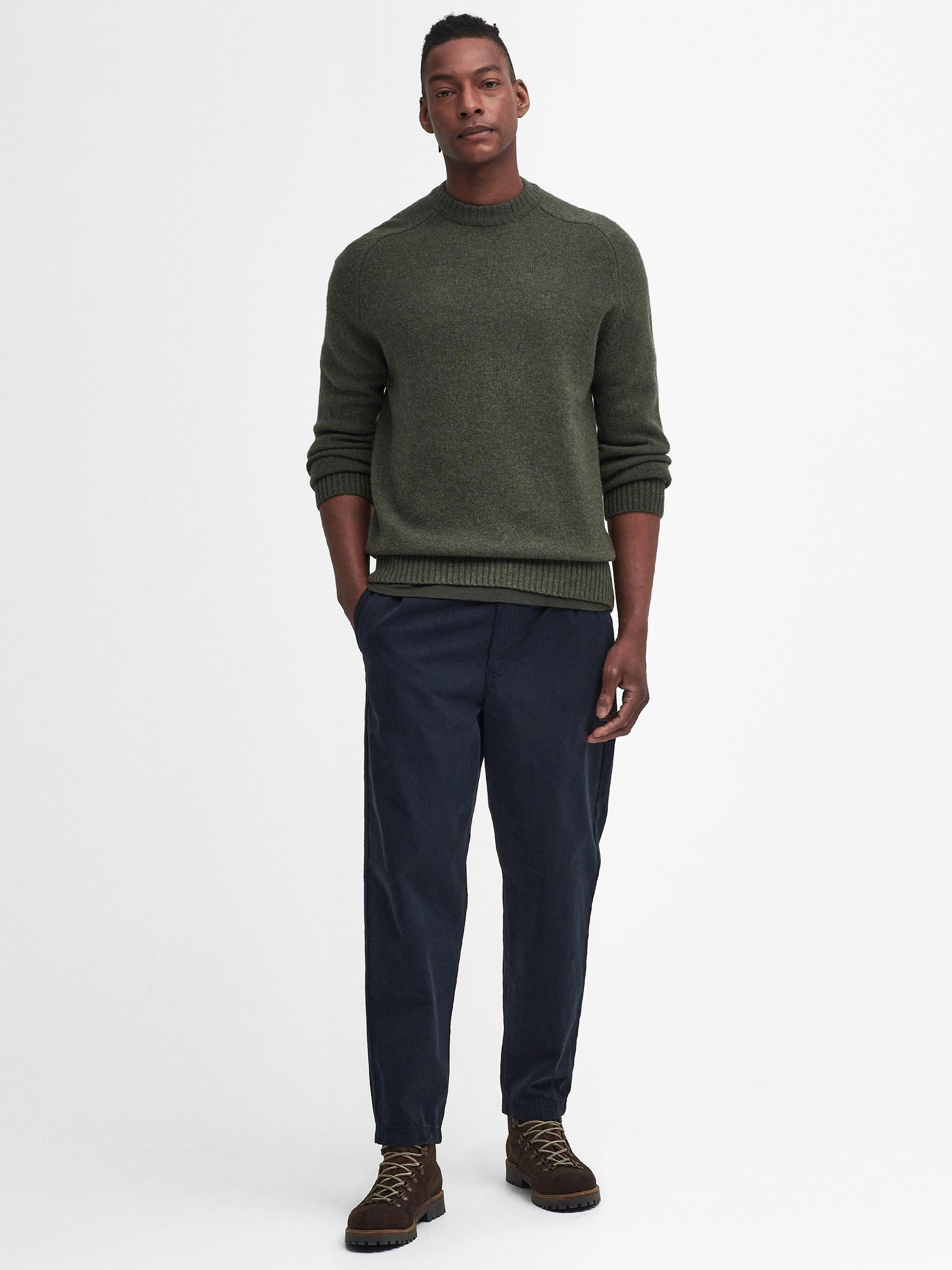 Product image 2 of 6, which shows Barbour Grangetown Crew Neck Jumper, Inky Blue, Mid Olive, S