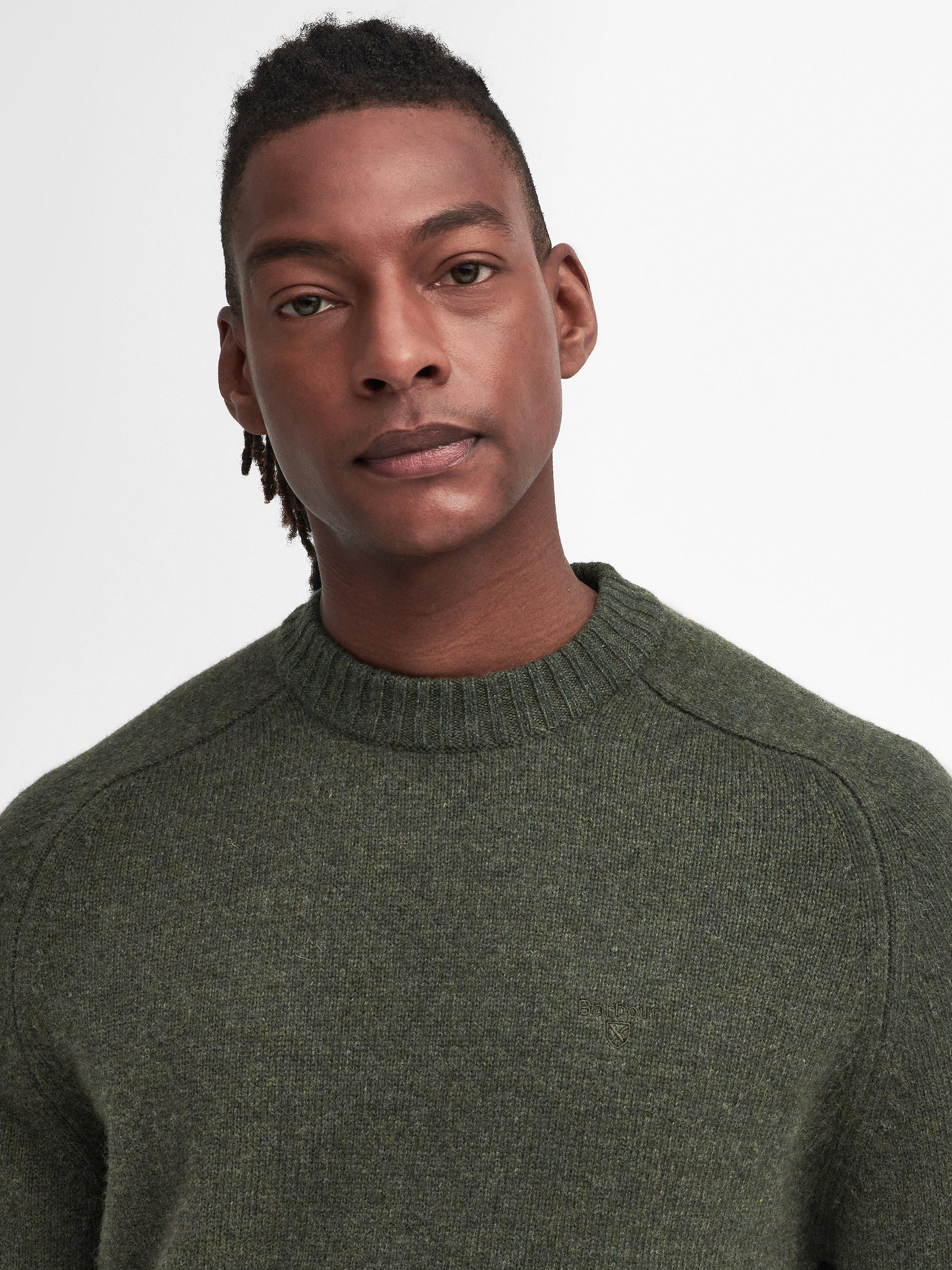 Product image 4 of 6, which shows Barbour Grangetown Crew Neck Jumper, Inky Blue, Mid Olive, S
