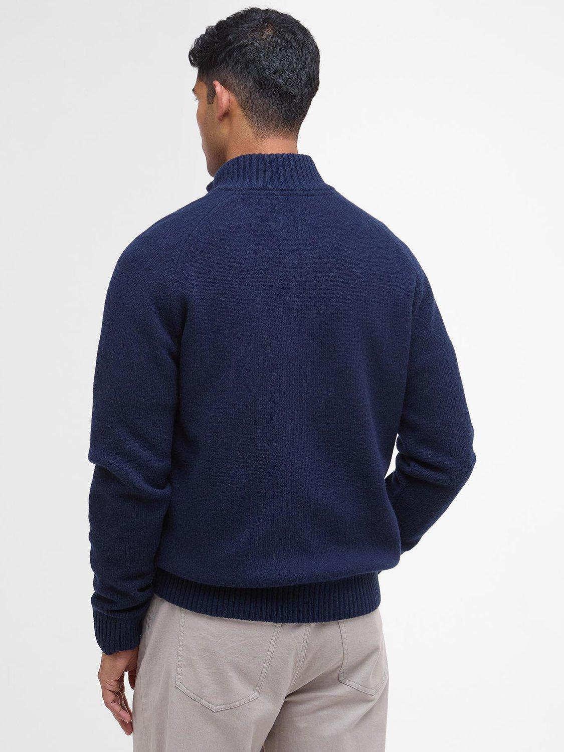 Product image 2 of 6, which shows Barbour Grangetown Half-Zip Wool Jumper, Navy, L