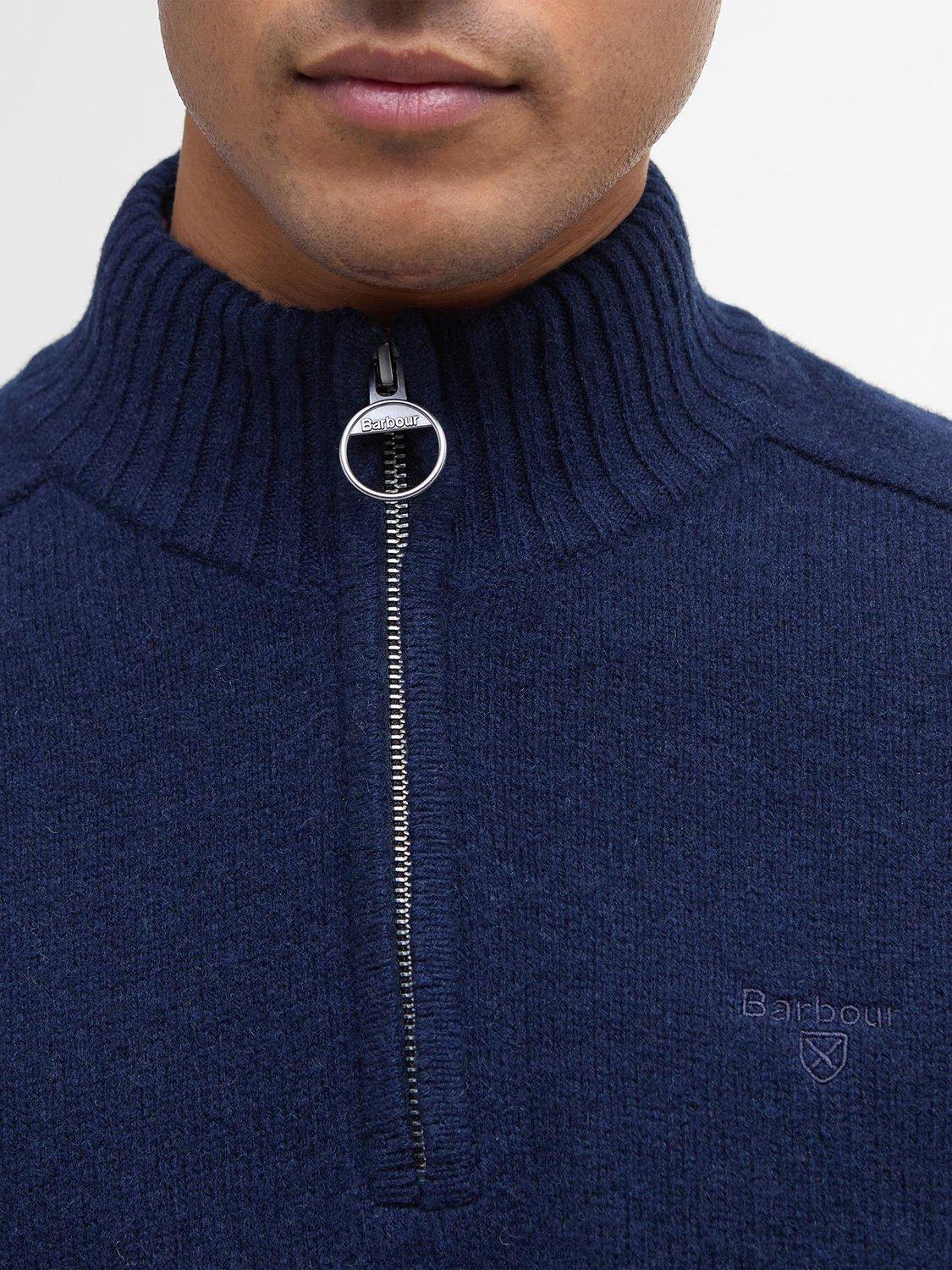 Product image 4 of 6, which shows Barbour Grangetown Half-Zip Wool Jumper, Navy, L