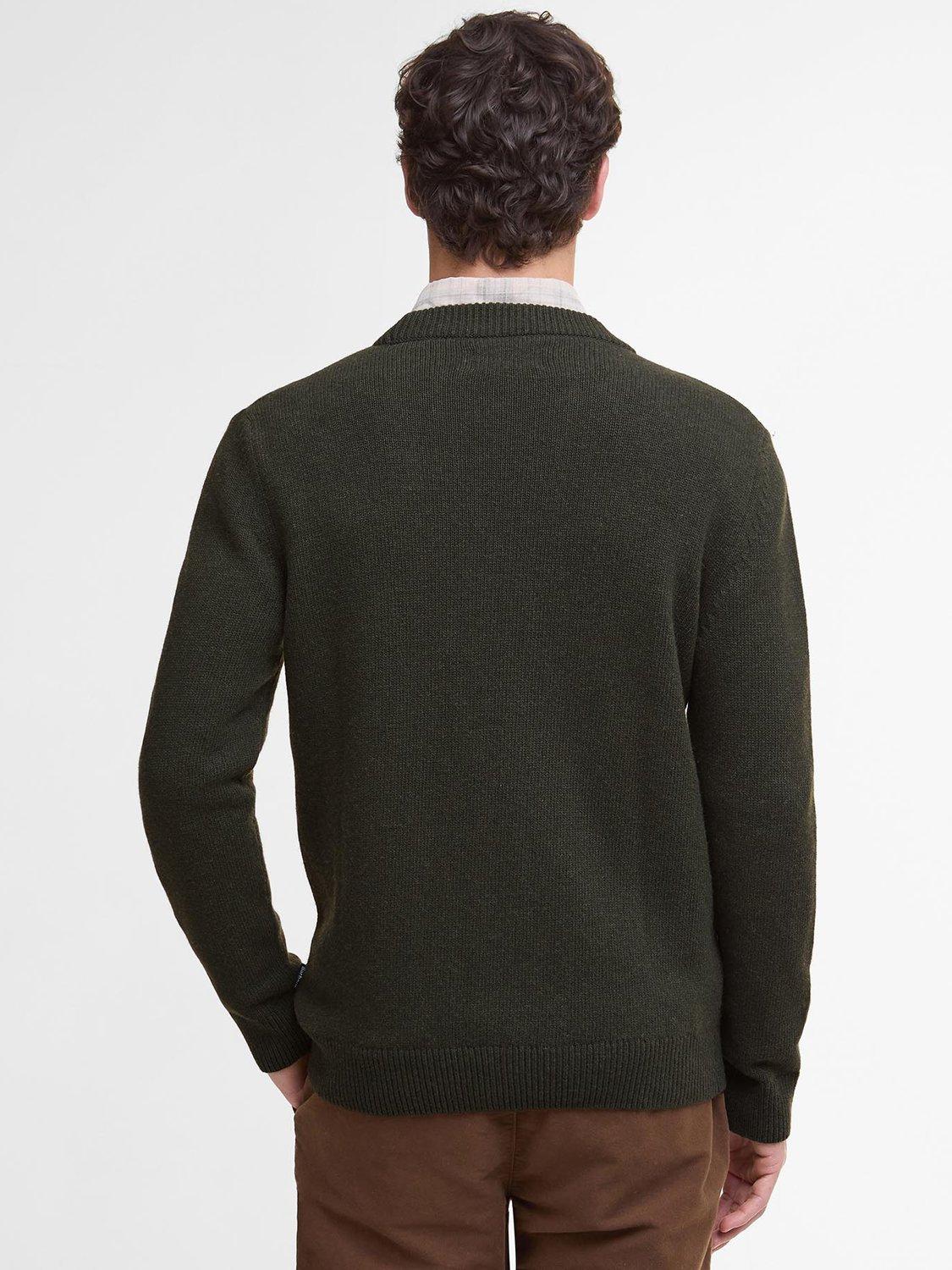 Product image 2 of 6, which shows Barbour Mainland Wool Cotton Blend Knit Cardigan, Olive, XXL