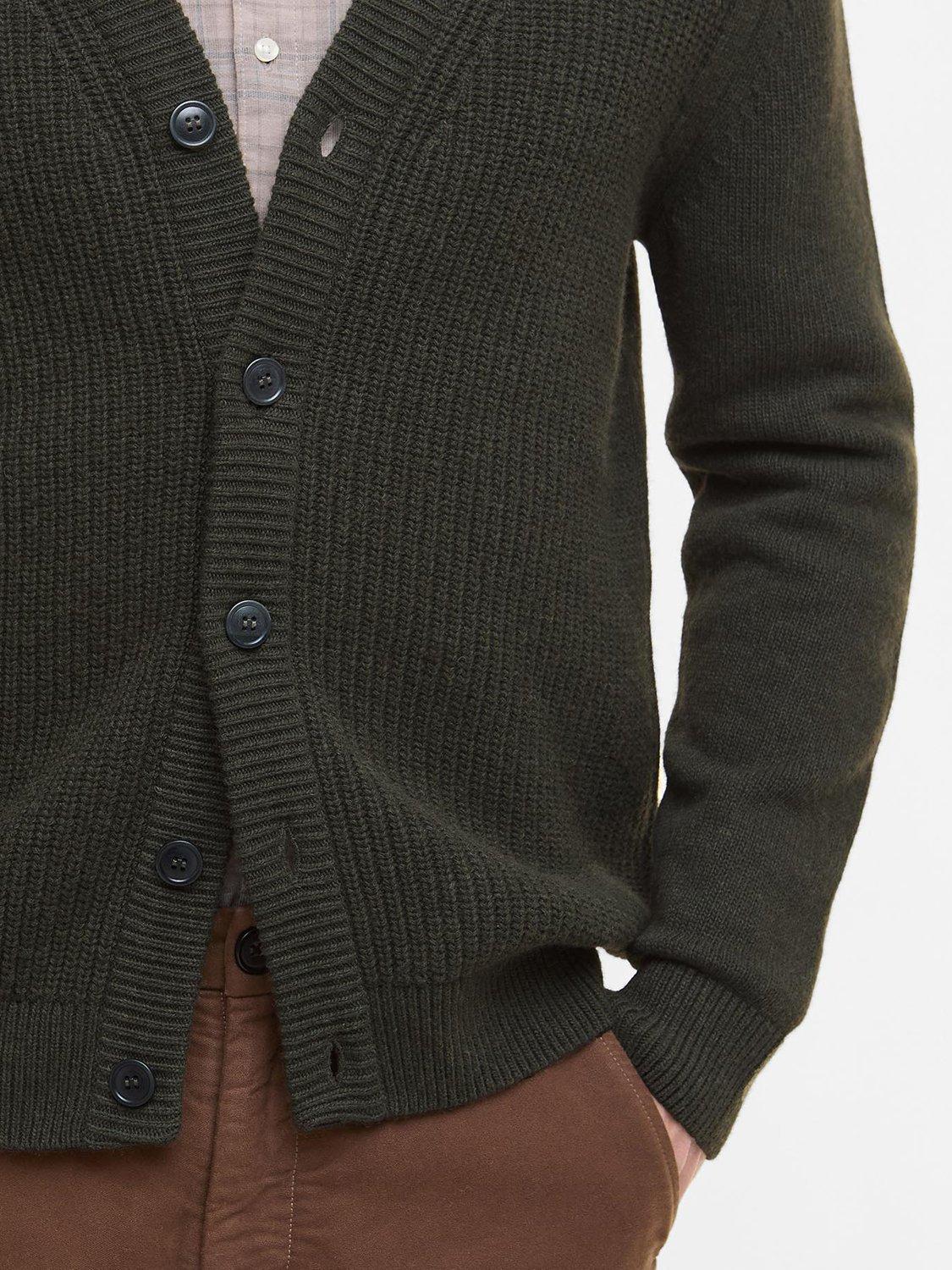 Product image 5 of 6, which shows Barbour Mainland Wool Cotton Blend Knit Cardigan, Olive, XXL