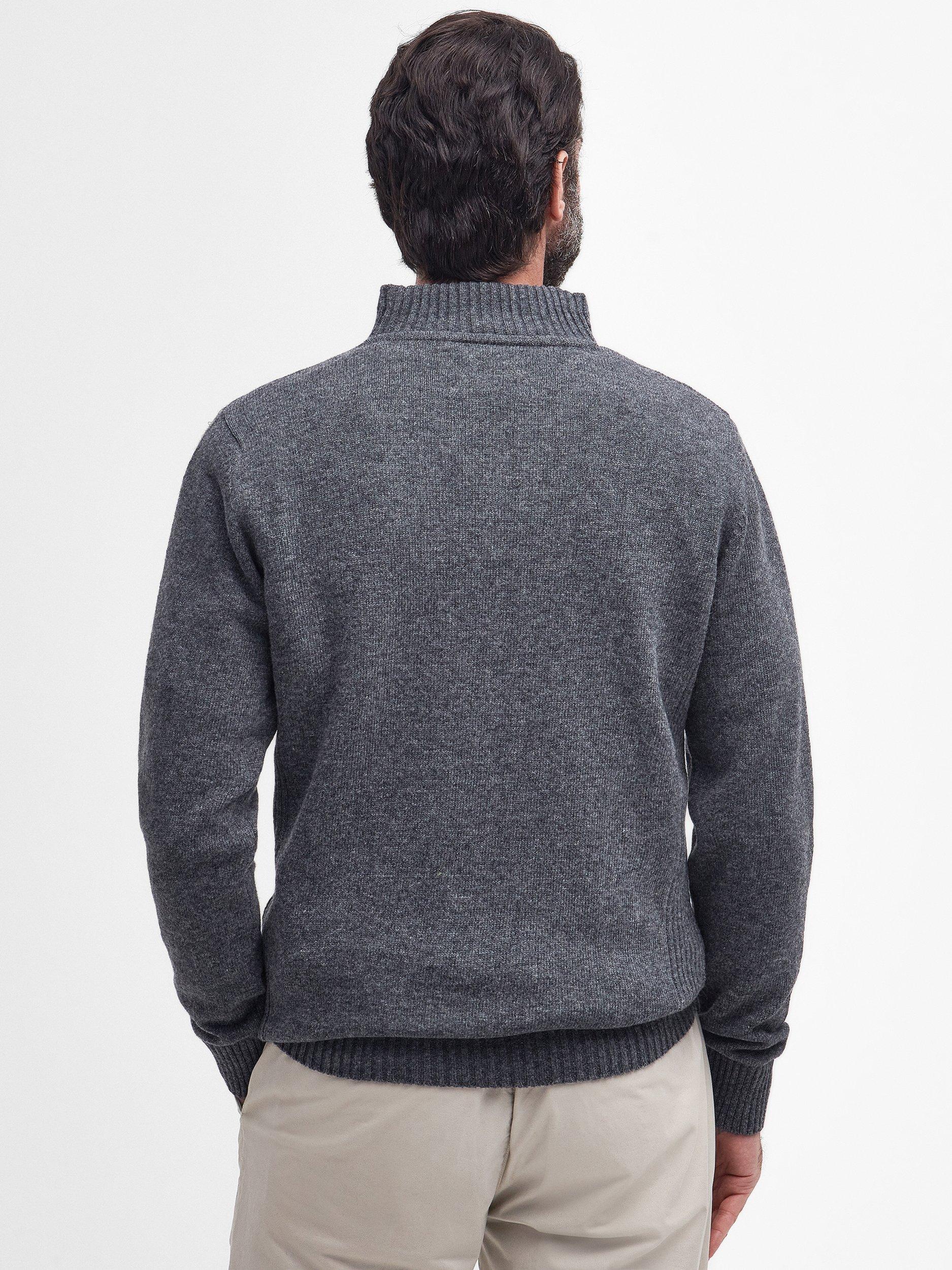 Product image 2 of 9, which shows Barbour Zip-Neck Funnel Neck Wool Jumper, Storm Grey, XL