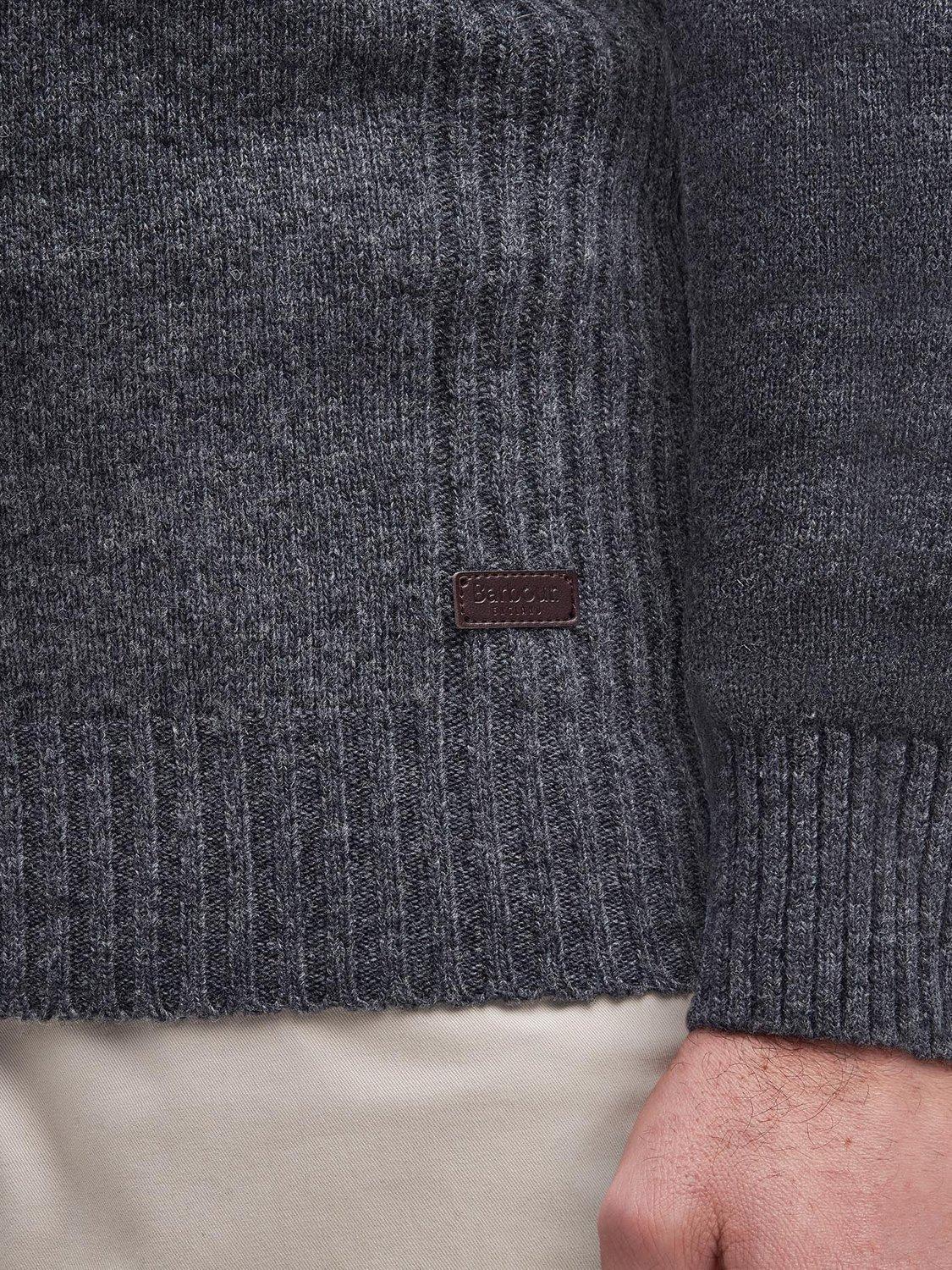 Product image 7 of 9, which shows Barbour Zip-Neck Funnel Neck Wool Jumper, Storm Grey, XL