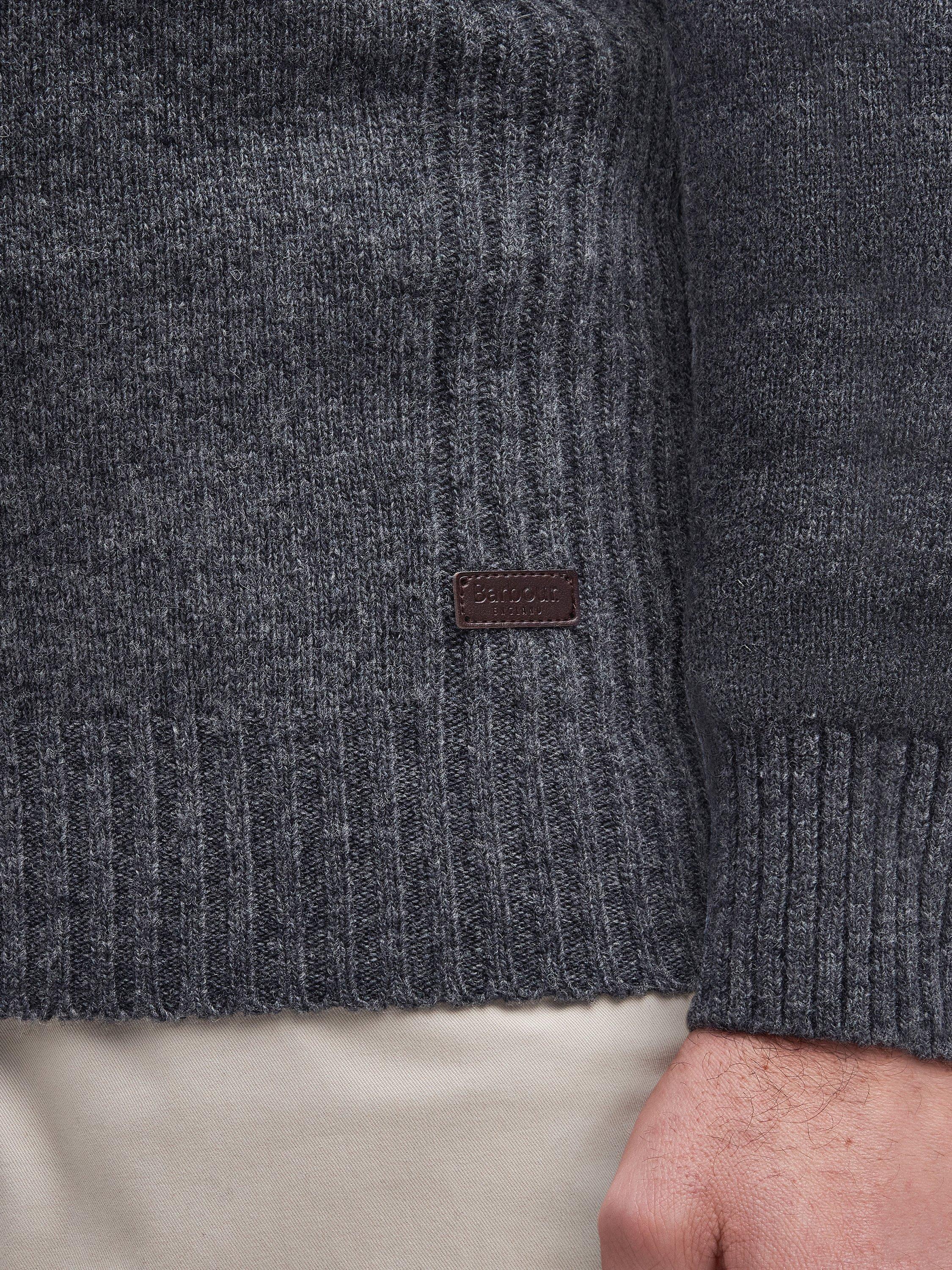 Product image 9 of 9, which shows Barbour Zip-Neck Funnel Neck Wool Jumper, Storm Grey, XL