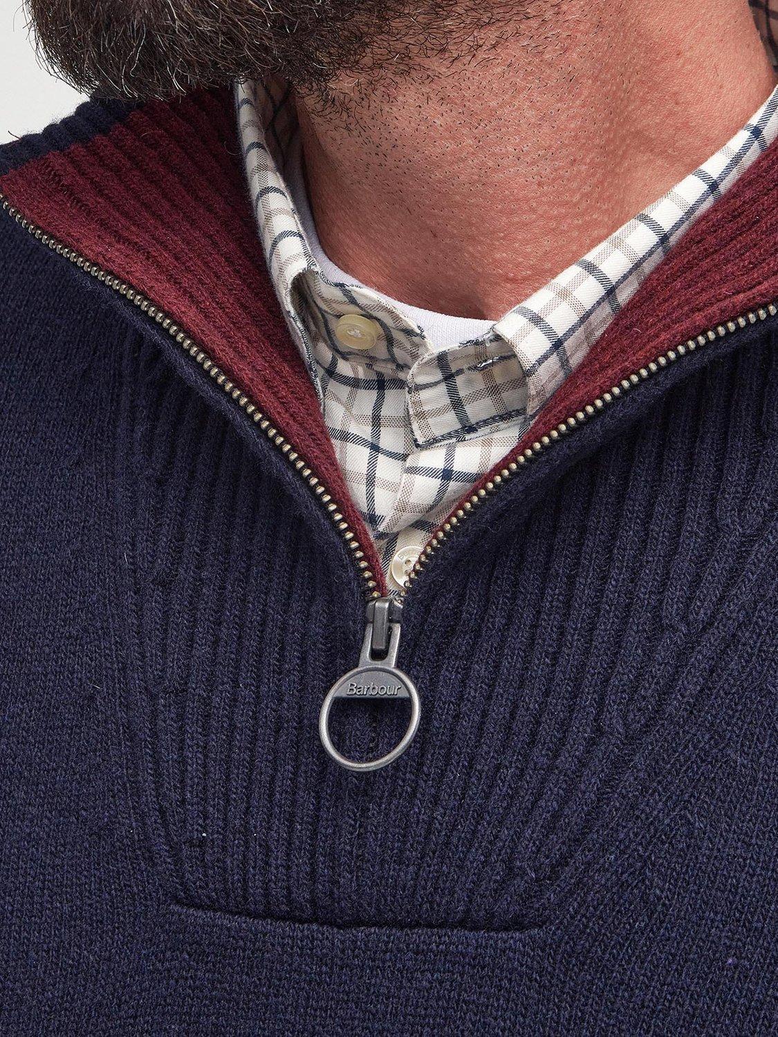 Product image 5 of 8, which shows Barbour Nelson Essential Half Zip Wool Jumper, Navy, L