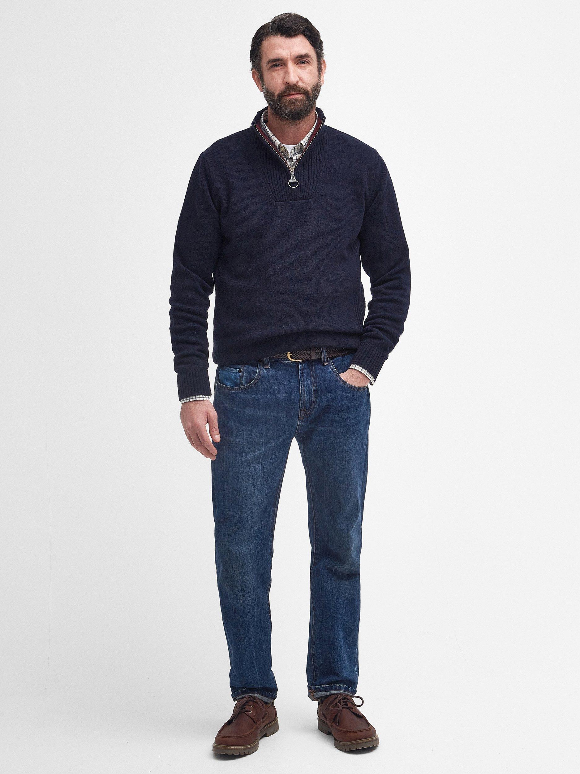 Product image 8 of 8, which shows Barbour Nelson Essential Half Zip Wool Jumper, Navy, L