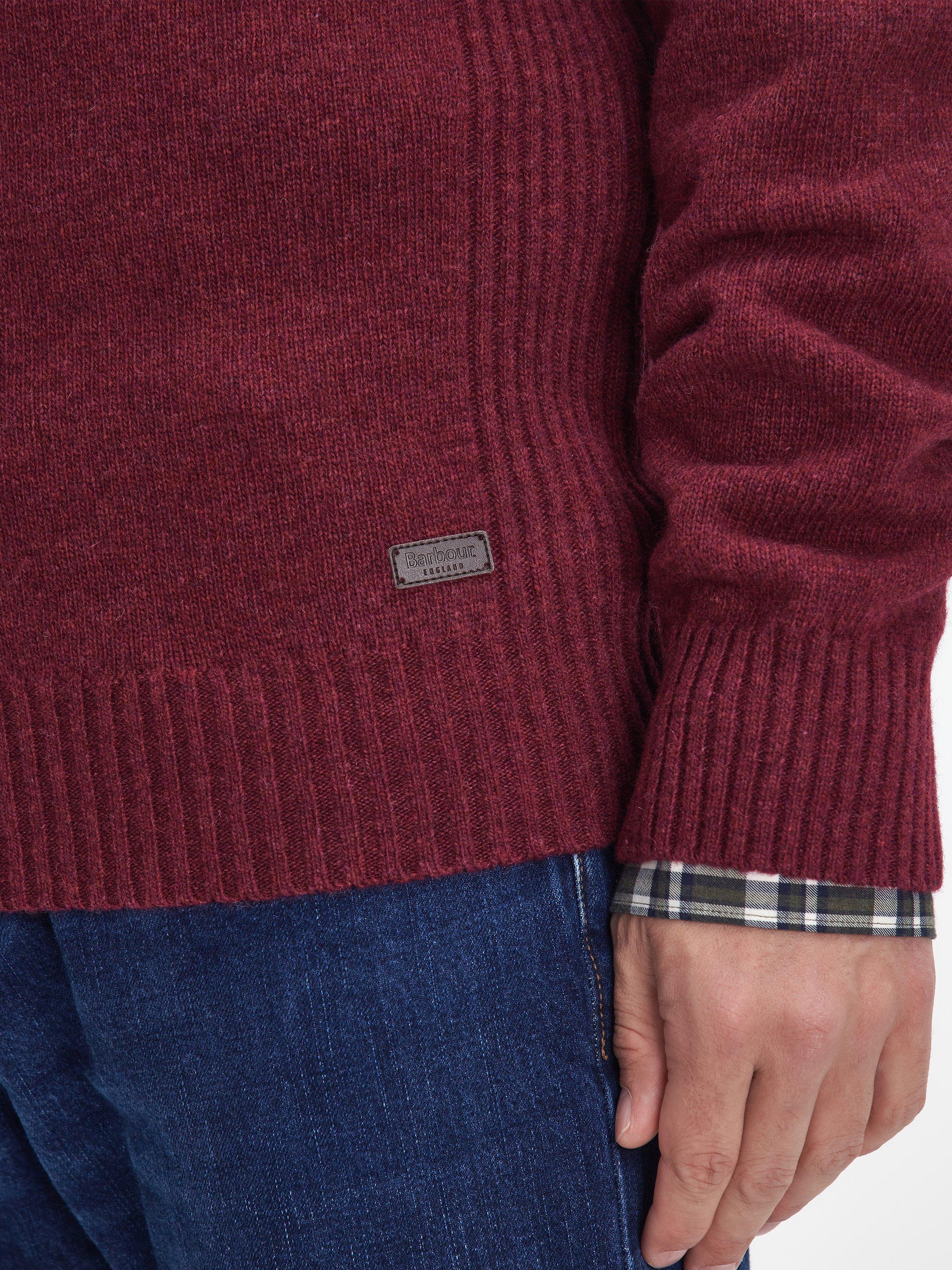 Product image 4 of 5, which shows Barbour Zip-Neck Funnel Neck Wool Jumper, Port, S