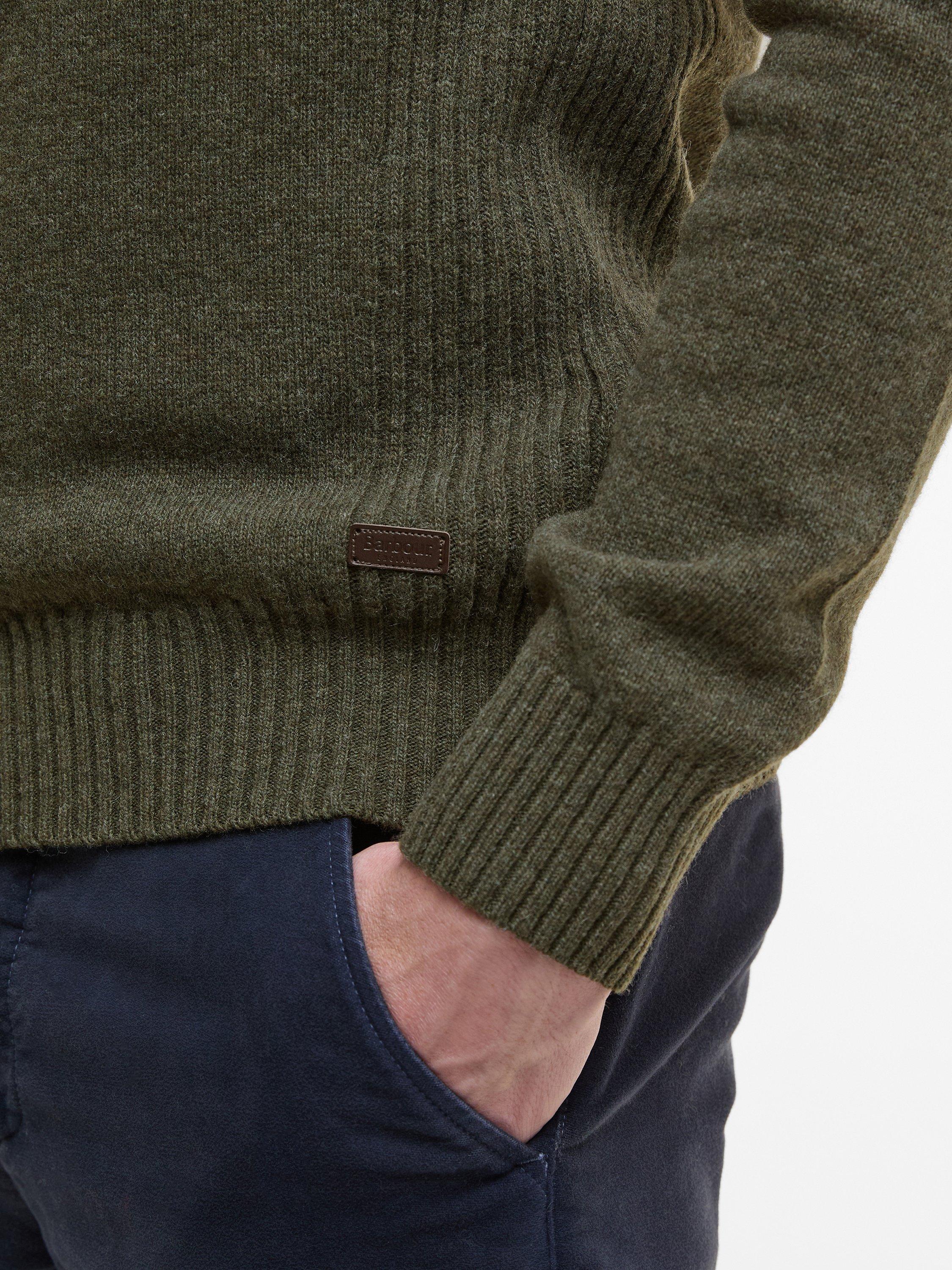 Product image 9 of 9, which shows Barbour Zip-Neck Funnel Neck Wool Jumper, Seaweed, S