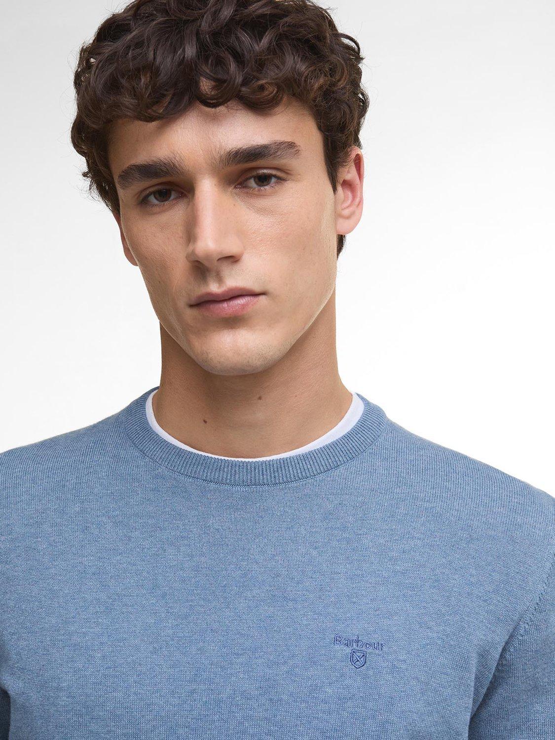 Product image 5 of 5, which shows Barbour Pima Cotton Crew Neck Jumper, Bluestone, XXL