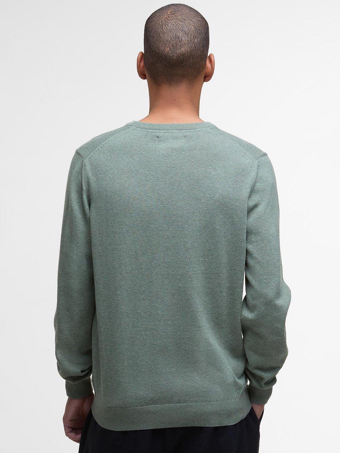 Product image 2 of 5, which shows Barbour Pima Cotton Crew Neck Jumper, Thyme, S