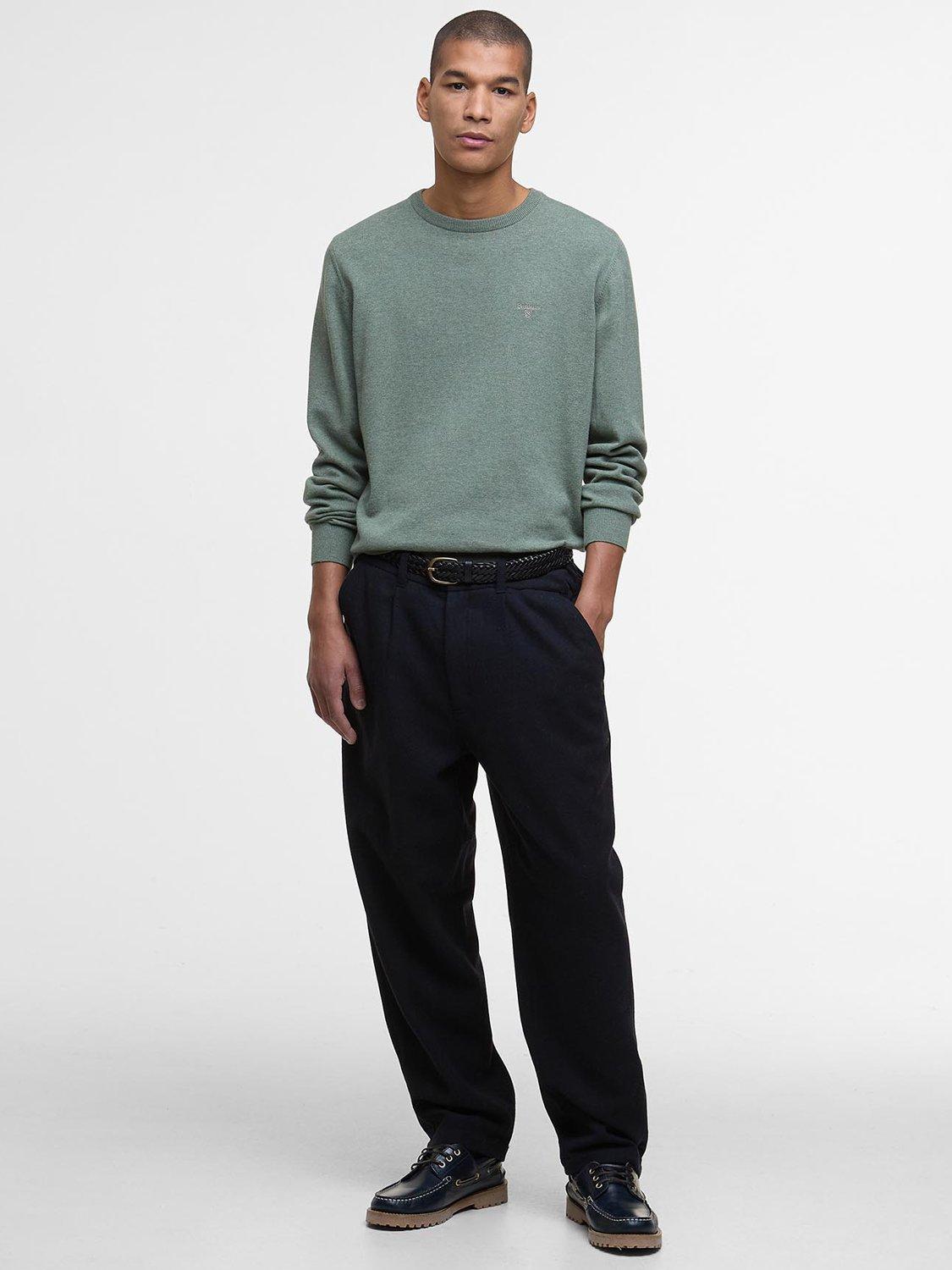 Product image 3 of 5, which shows Barbour Pima Cotton Crew Neck Jumper, Thyme, S