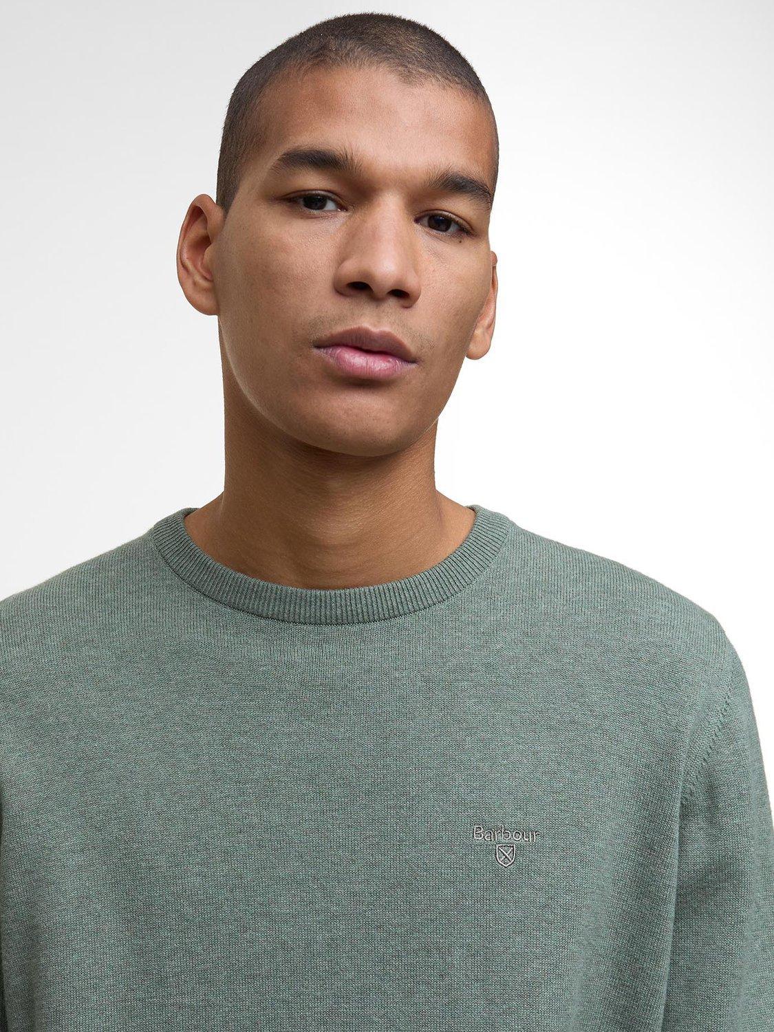 Product image 5 of 5, which shows Barbour Pima Cotton Crew Neck Jumper, Thyme, S