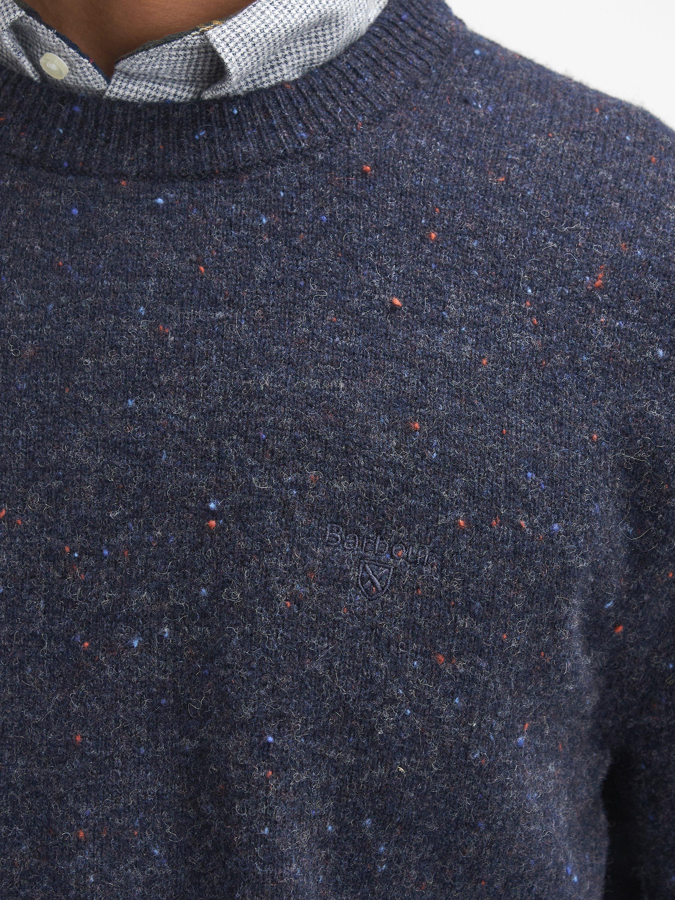 Product image 5 of 6, which shows Barbour Tainsbury Wool Tweed Fleck Crew Neck Jumper, Navy, S