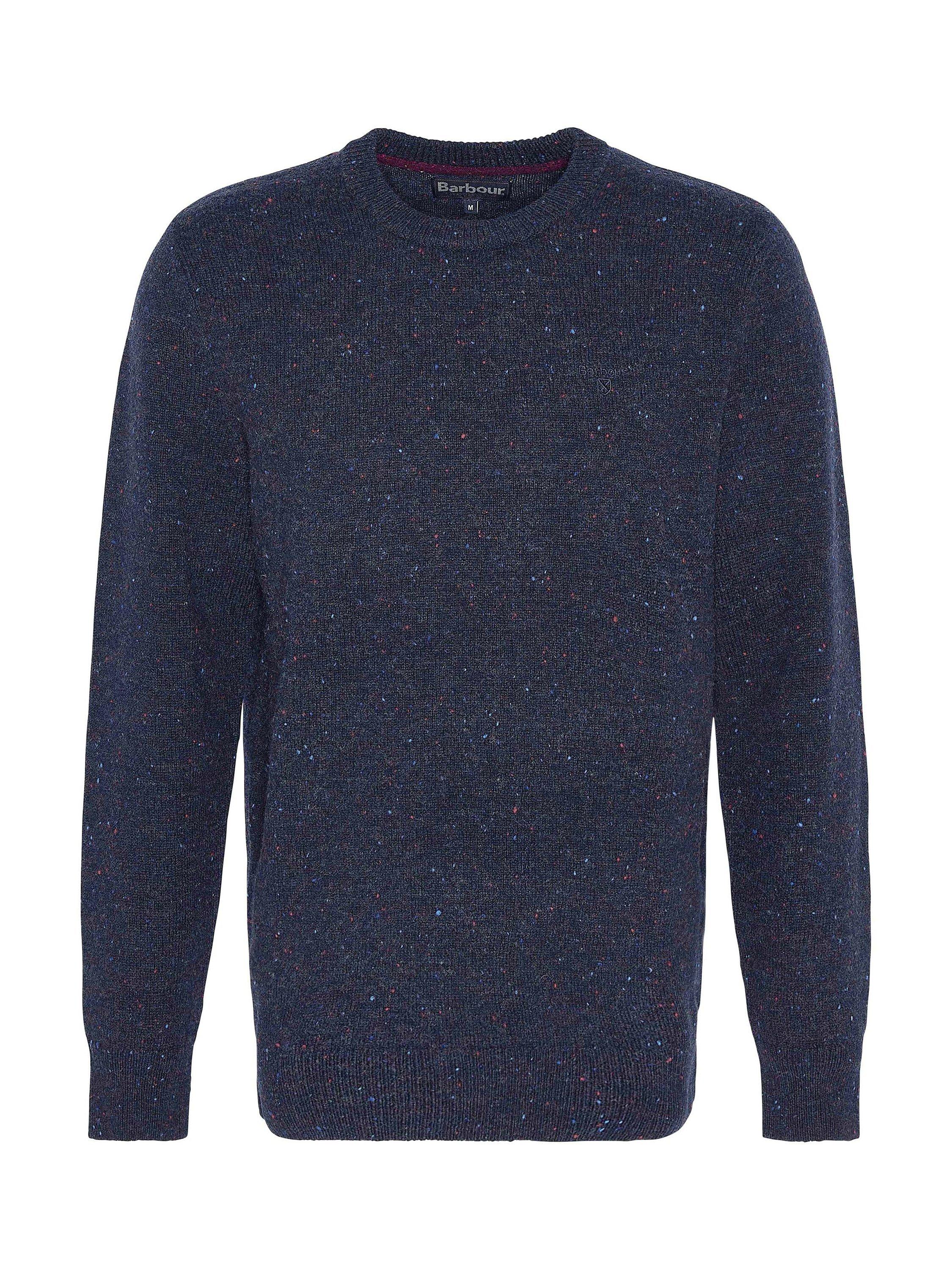 Product image 6 of 6, which shows Barbour Tainsbury Wool Tweed Fleck Crew Neck Jumper, Navy, S