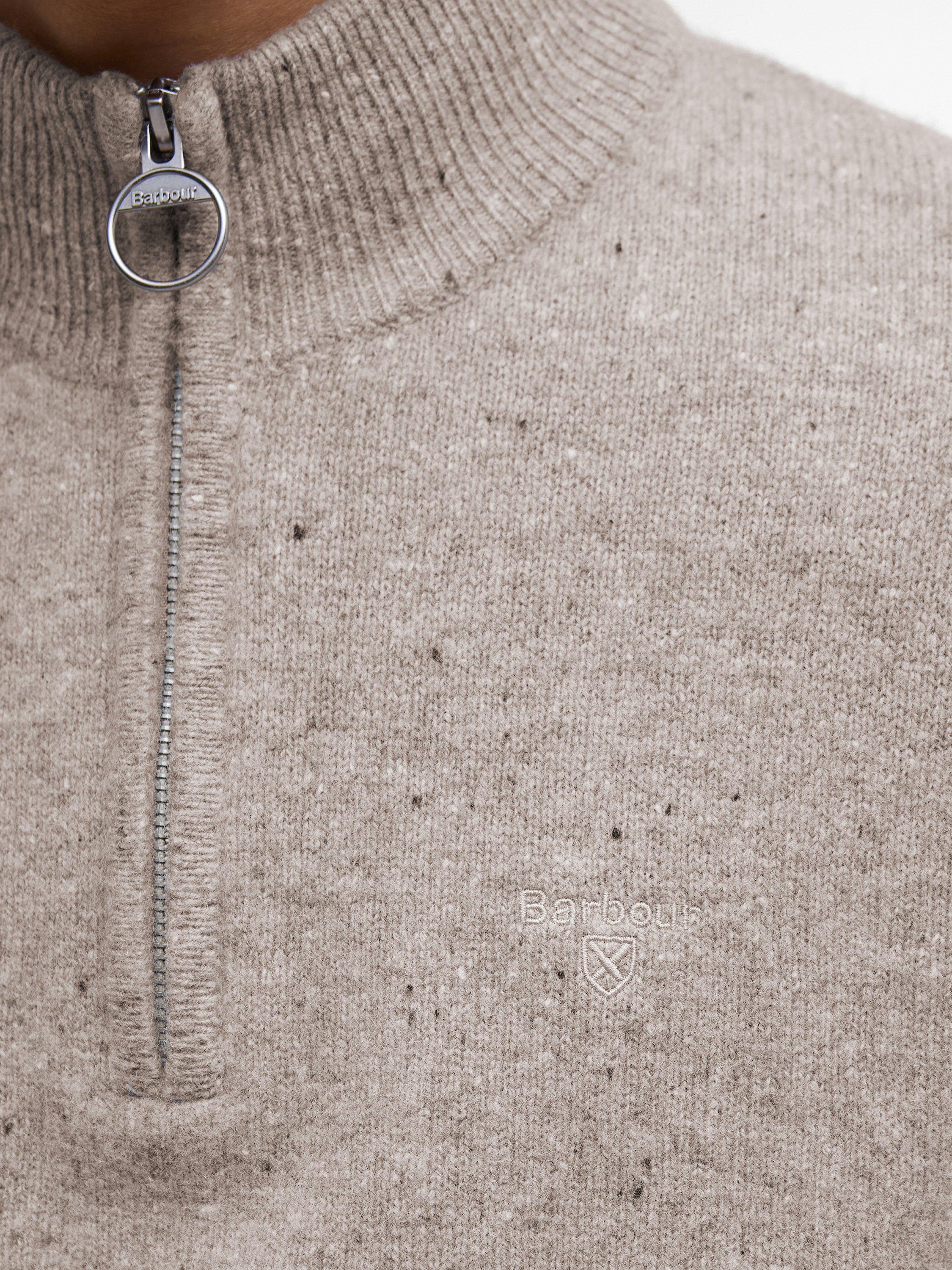Product image 4 of 6, which shows Barbour Tainsbury Half Zip Wool Jumper, Stone, XXL