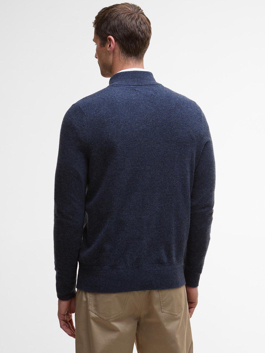 Product image 2 of 6, which shows Barbour Waterbury Half Zip Wool Cashmere Blend Jumper, Navy, S