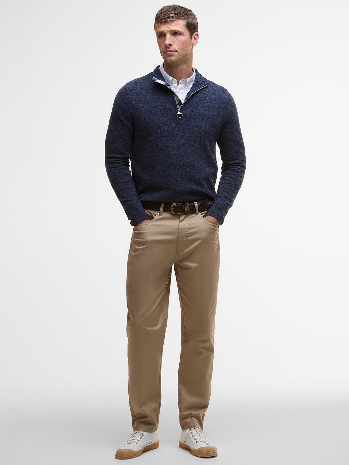 Product image 3 of 6, which shows Barbour Waterbury Half Zip Wool Cashmere Blend Jumper, Navy, S