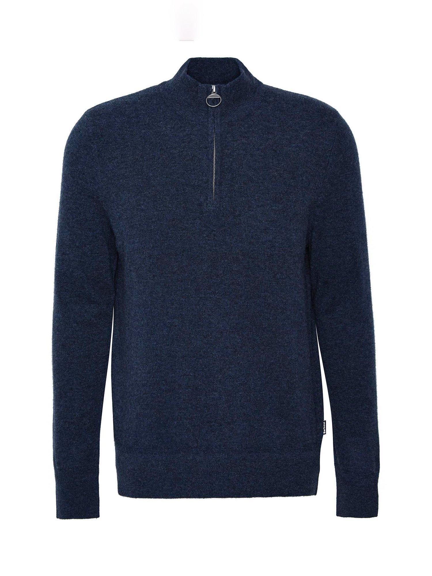 Product image 4 of 6, which shows Barbour Waterbury Half Zip Wool Cashmere Blend Jumper, Navy, S