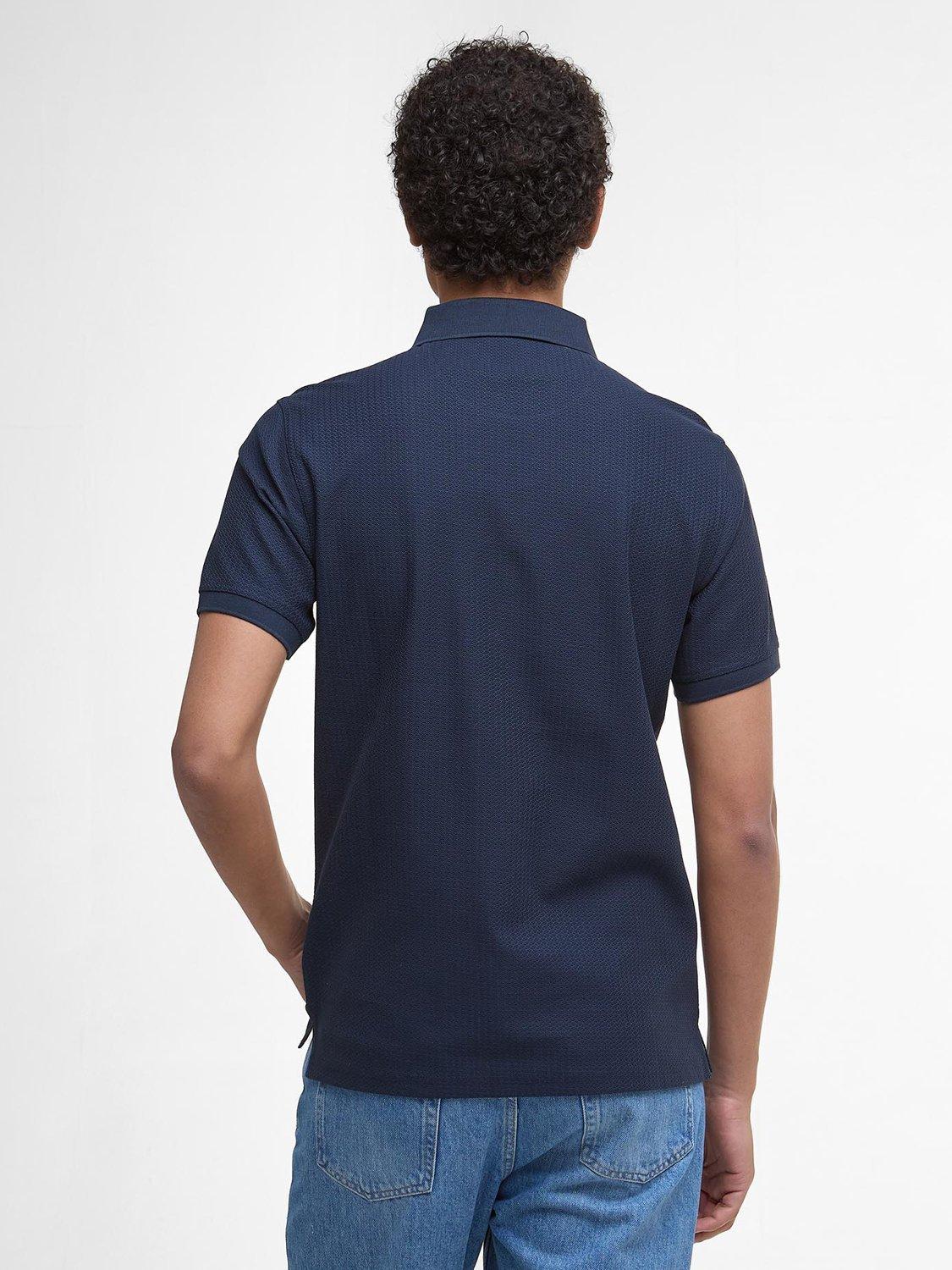 Product image 2 of 6, which shows Barbour Backfield Tailored Short-Sleeved Polo Shirt, Navy, L