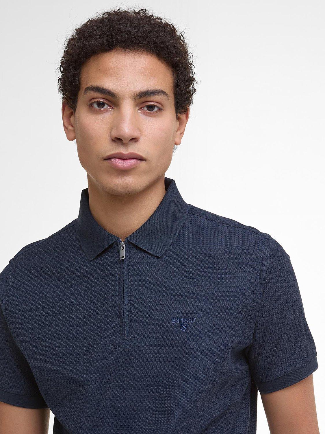 Product image 5 of 6, which shows Barbour Backfield Tailored Short-Sleeved Polo Shirt, Navy, L