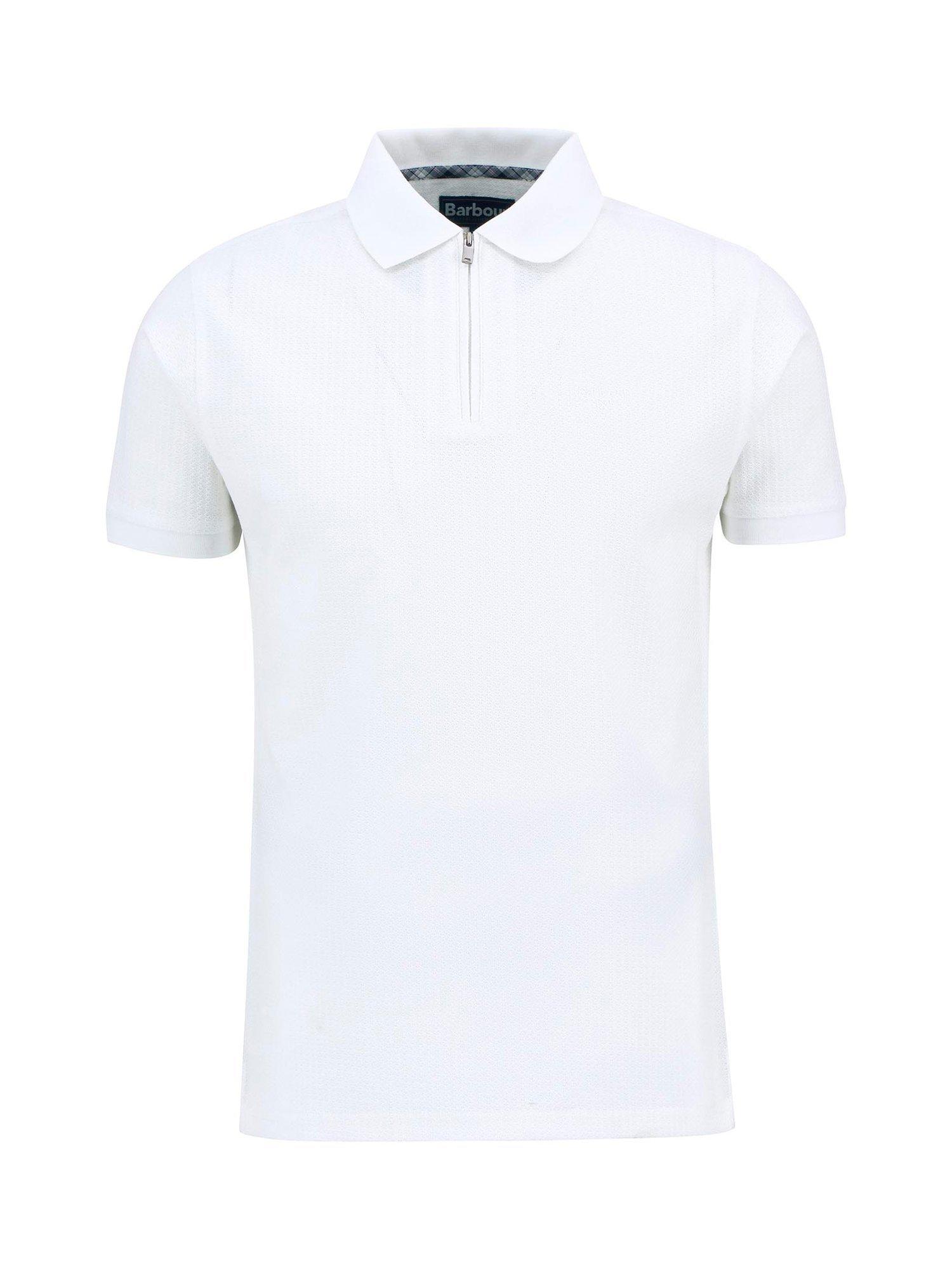 Product image 4 of 6, which shows Barbour Backfield Tailored Short-Sleeved Polo Shirt, White, S
