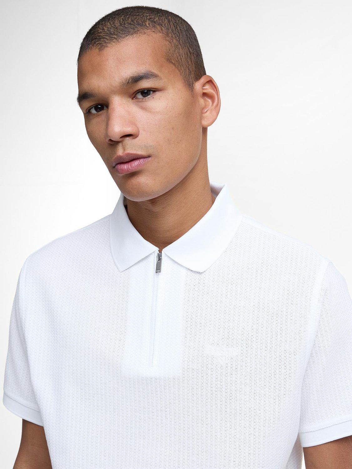 Product image 5 of 6, which shows Barbour Backfield Tailored Short-Sleeved Polo Shirt, White, S