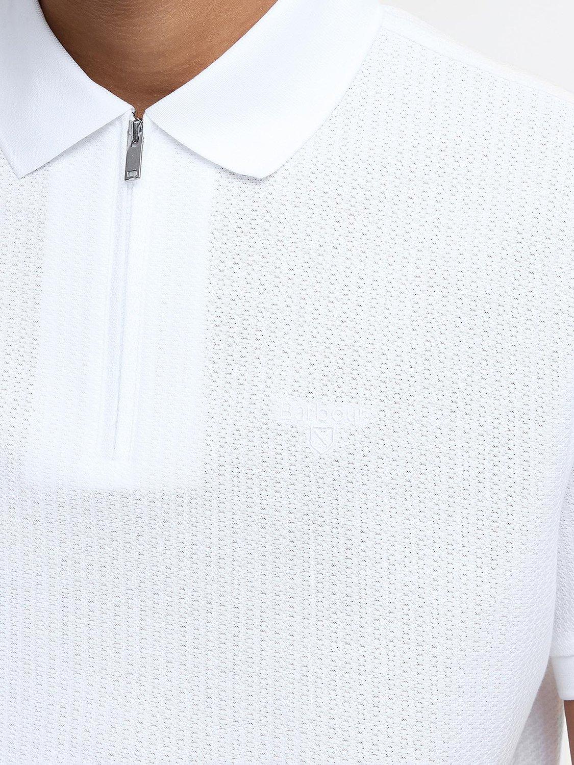 Product image 6 of 6, which shows Barbour Backfield Tailored Short-Sleeved Polo Shirt, White, S