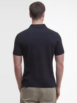 Barbour Cotton Regular Fit Tartan Trim Pique Polo Shirt, Black/Modern - view 2, Black/Modern