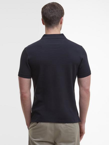 Barbour Cotton Regular Fit Tartan Trim Pique Polo Shirt, Black/Modern - view 2, Black/Modern