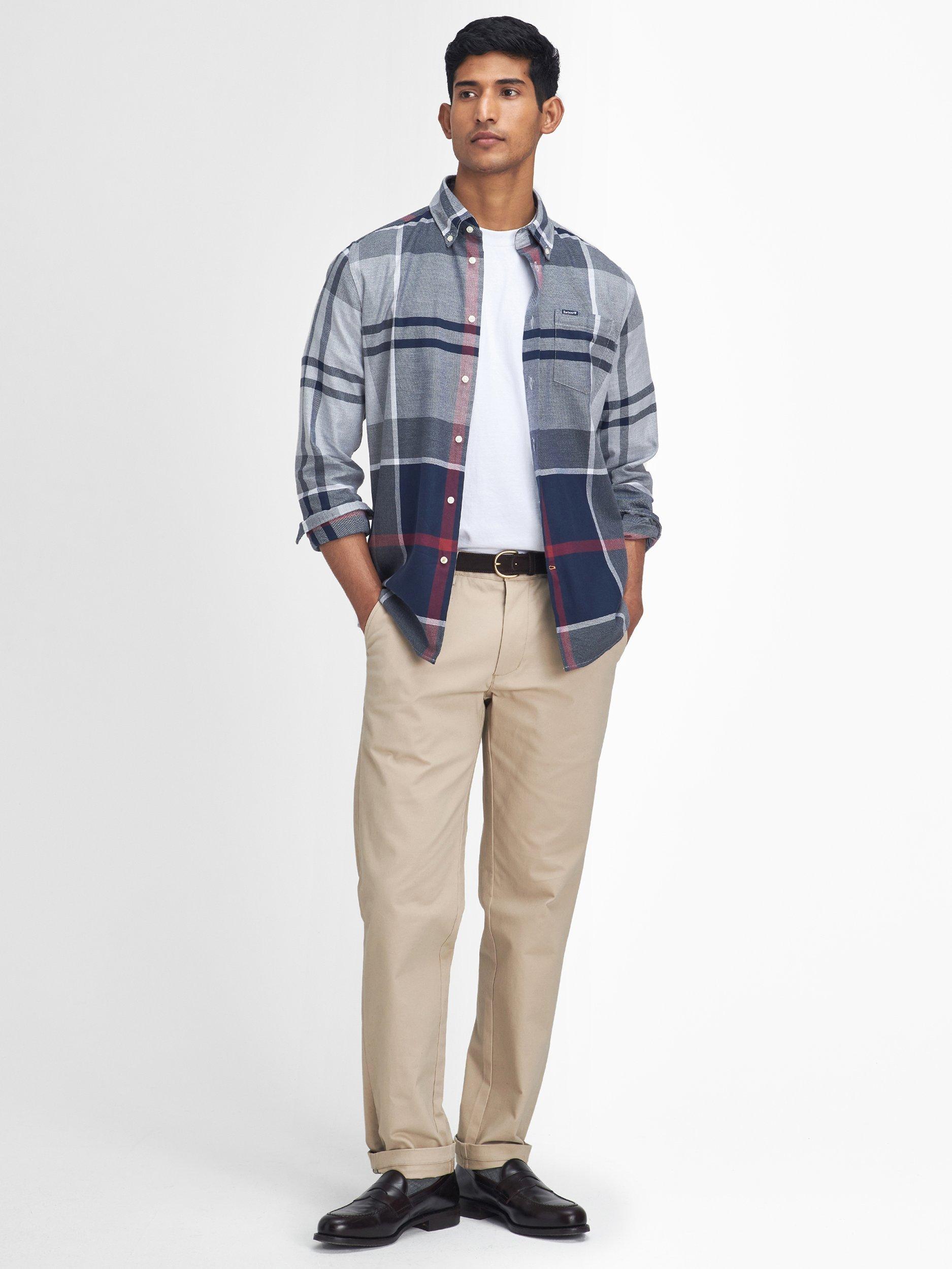 Product image 2 of 8, which shows Barbour Dunoon Cotton Regular Fit Check Shirt, Blue Granite, 5XL