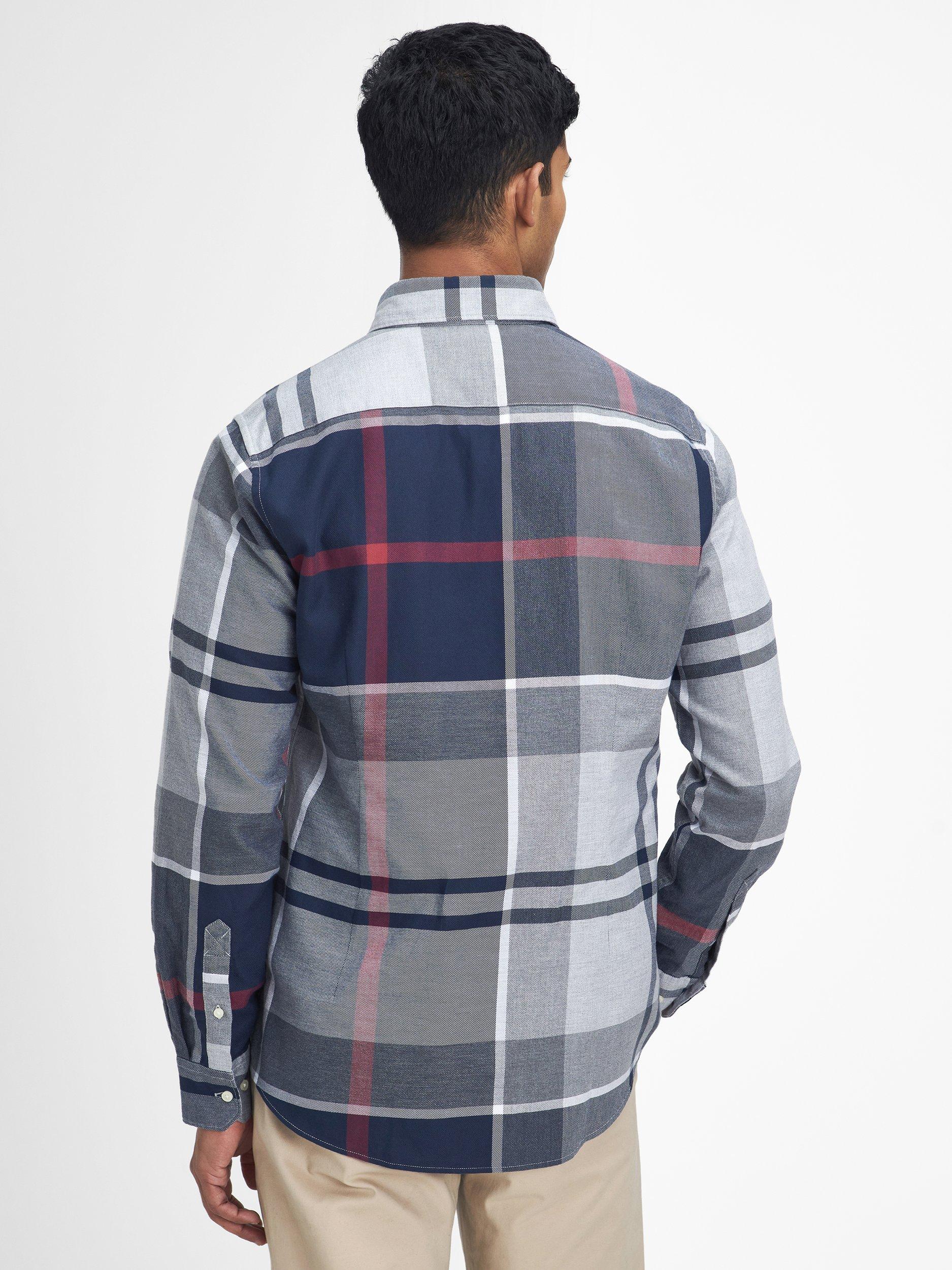 Product image 4 of 8, which shows Barbour Dunoon Cotton Regular Fit Check Shirt, Blue Granite, 5XL