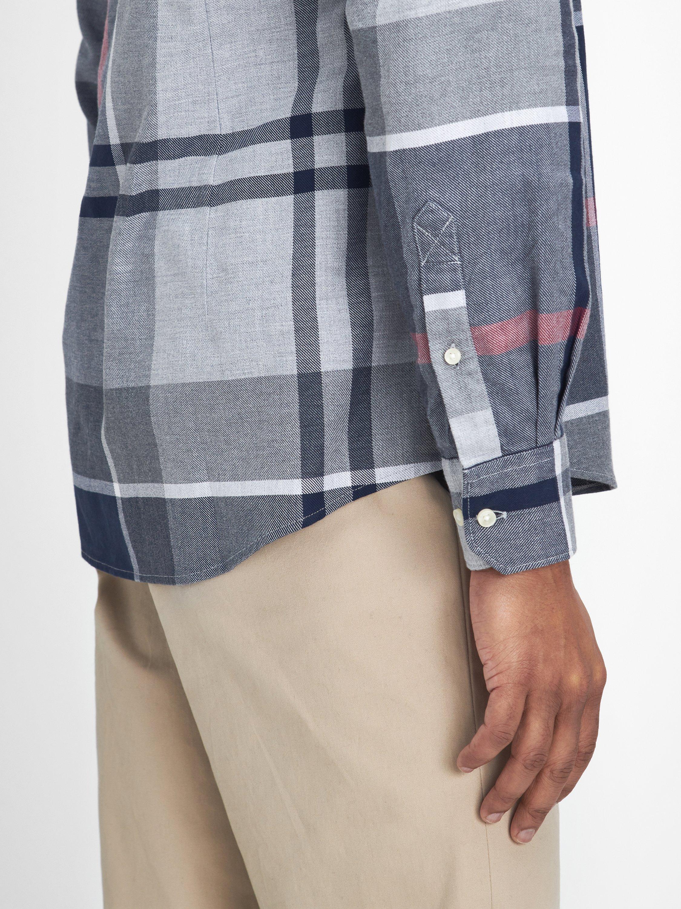 Product image 6 of 8, which shows Barbour Dunoon Cotton Regular Fit Check Shirt, Blue Granite, 5XL