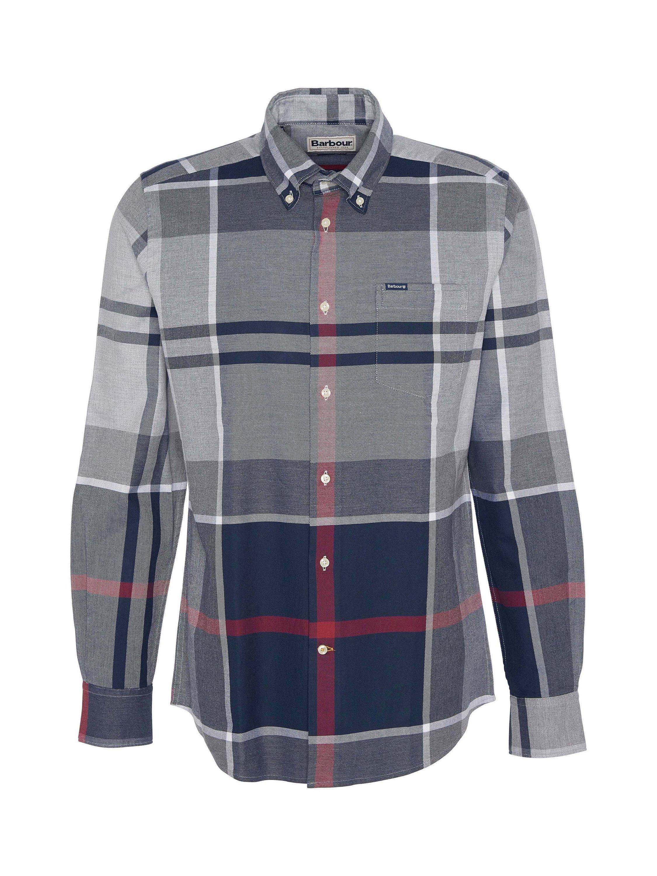 Product image 8 of 8, which shows Barbour Dunoon Cotton Regular Fit Check Shirt, Blue Granite, 5XL